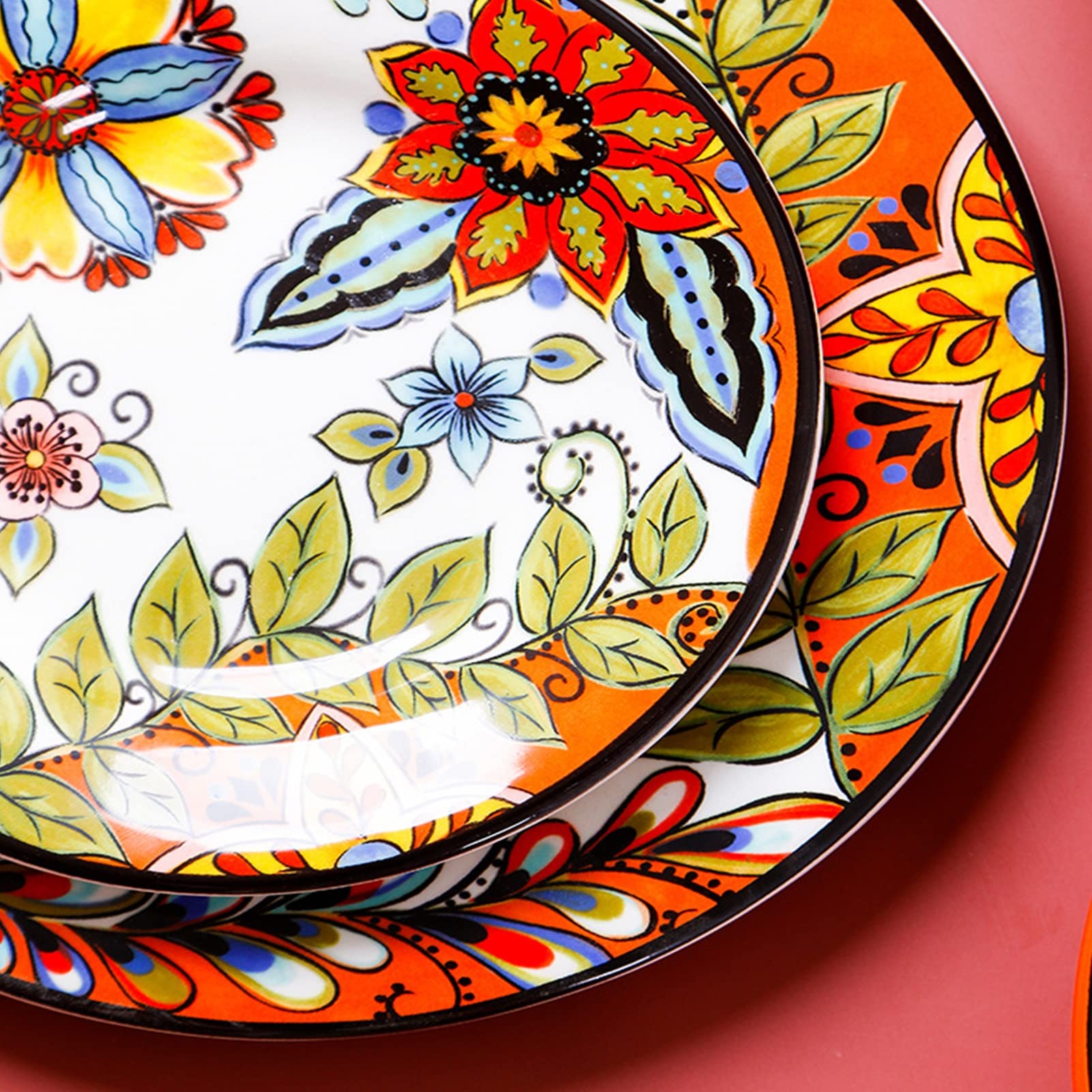 33-częściowy porcelanowy zestaw obiadowy z miską i talerzem, do kuchenki mikrofalowej i zmywarki, zestaw naczyń dla 8 osób
