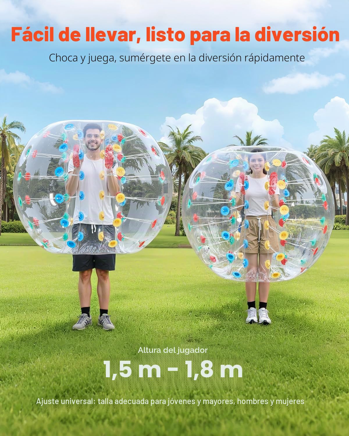 VEVOR Pelotas de Parachoques Inflables,1 Unidad, 1,5 m, Diseño de Sumo, PVC, 0,8 mm de Grosor, para Deportes al Aire Libre, Juegos en Equipo, Juguete para Jardín, Patio y Parque, 1,5 x 1,5 x 1,2 m