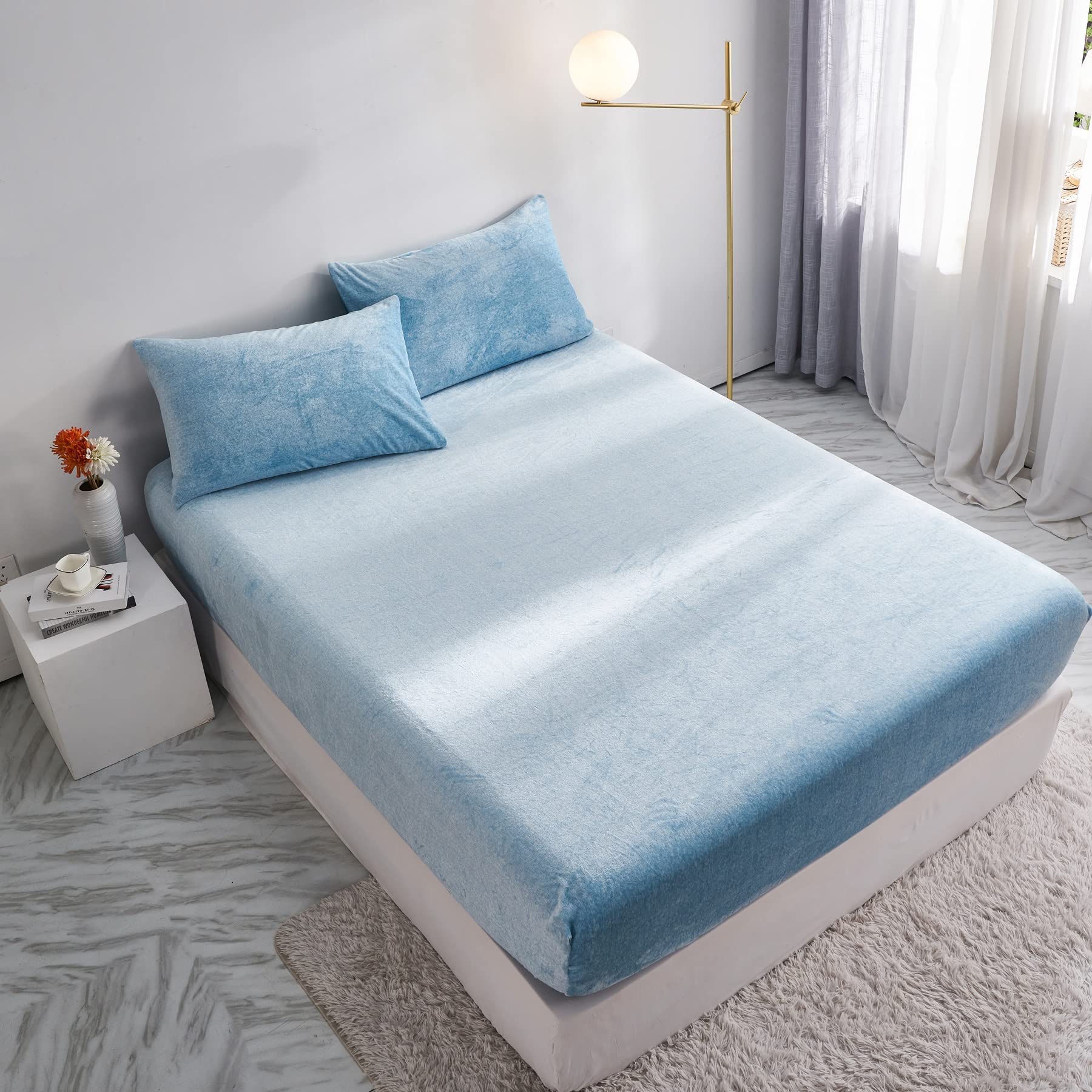 DXHome Hoeslaken, 160 x 200 cm, donkergroen, voor boxspring, zacht