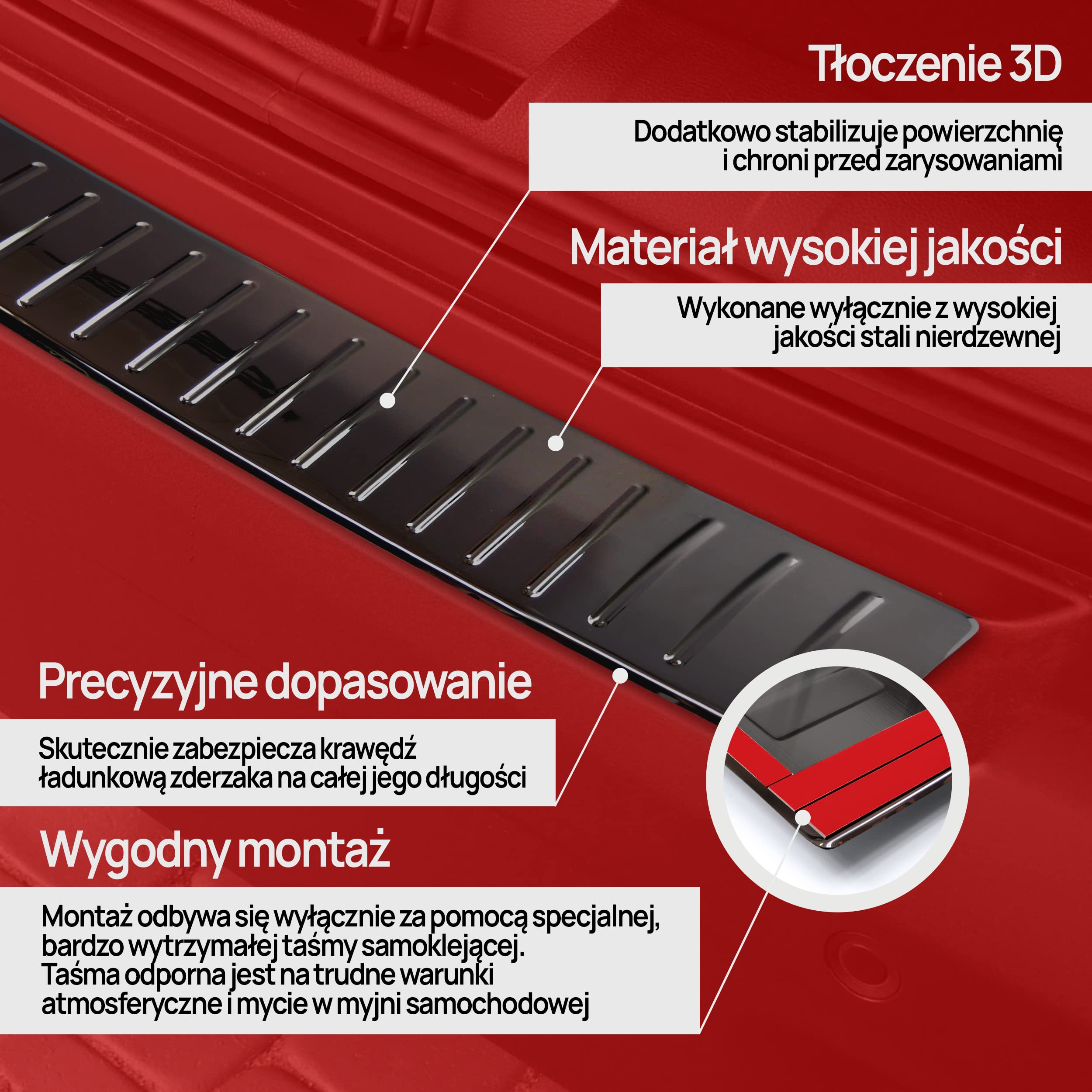 CHROMEMASTER| Listwa Ochronna Tylnego Zderzaka | Pasuje do Citroen Jumpy XS, M 2016- | Stal Nierdzewna Polerowana/Ciemny Chrom; Listwa Chroni Lakier Tylnego Zderzaka przed Uszkodzeniem