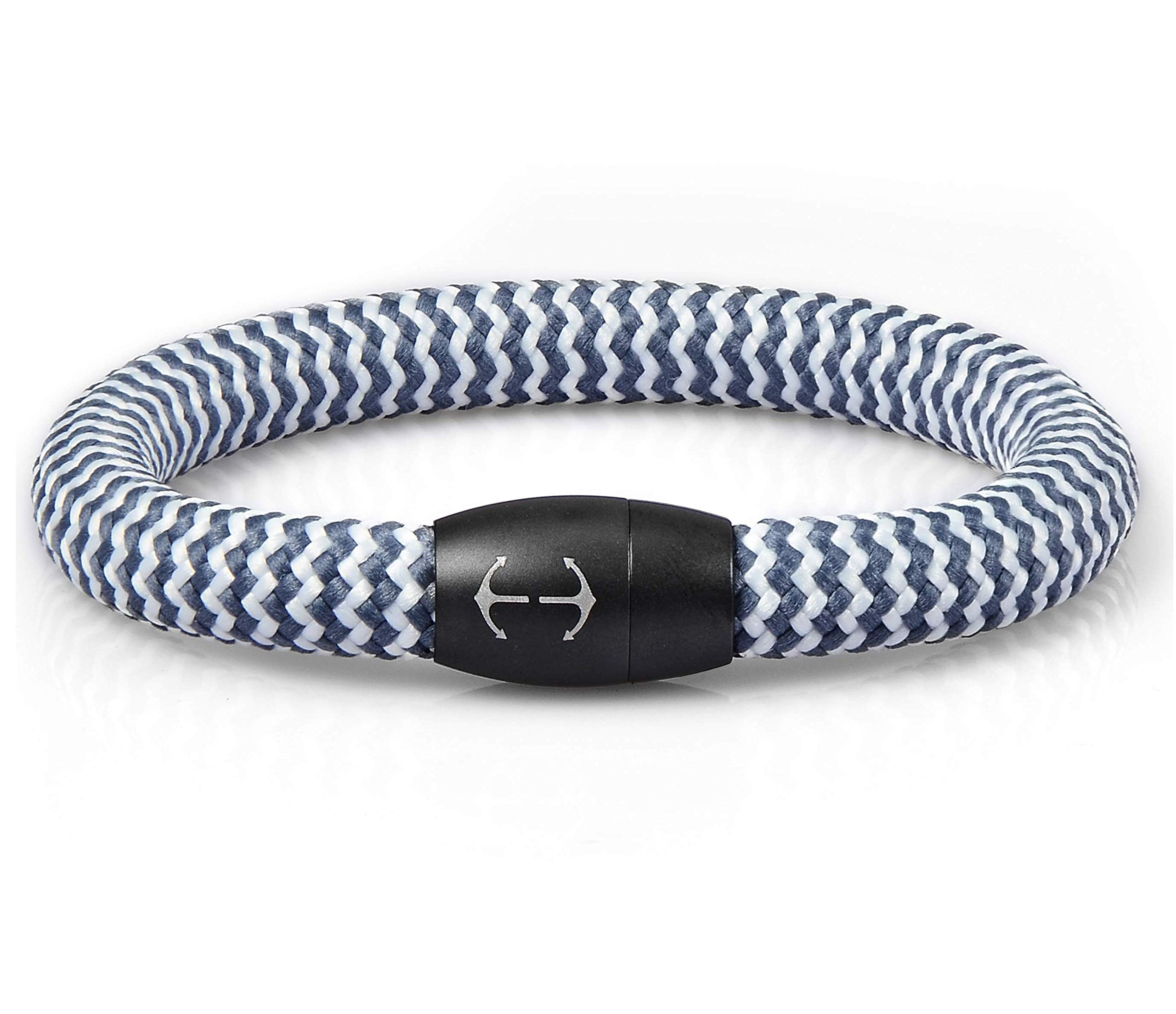 Bracciale unisex con incisione a forma di ancora, intrecciato a mano, chiusura magnetica di alta qualità, diametro 6 mm, lunghezza da 19 cm a 24 cm, 19 cm - 24 cm, Corda nautica