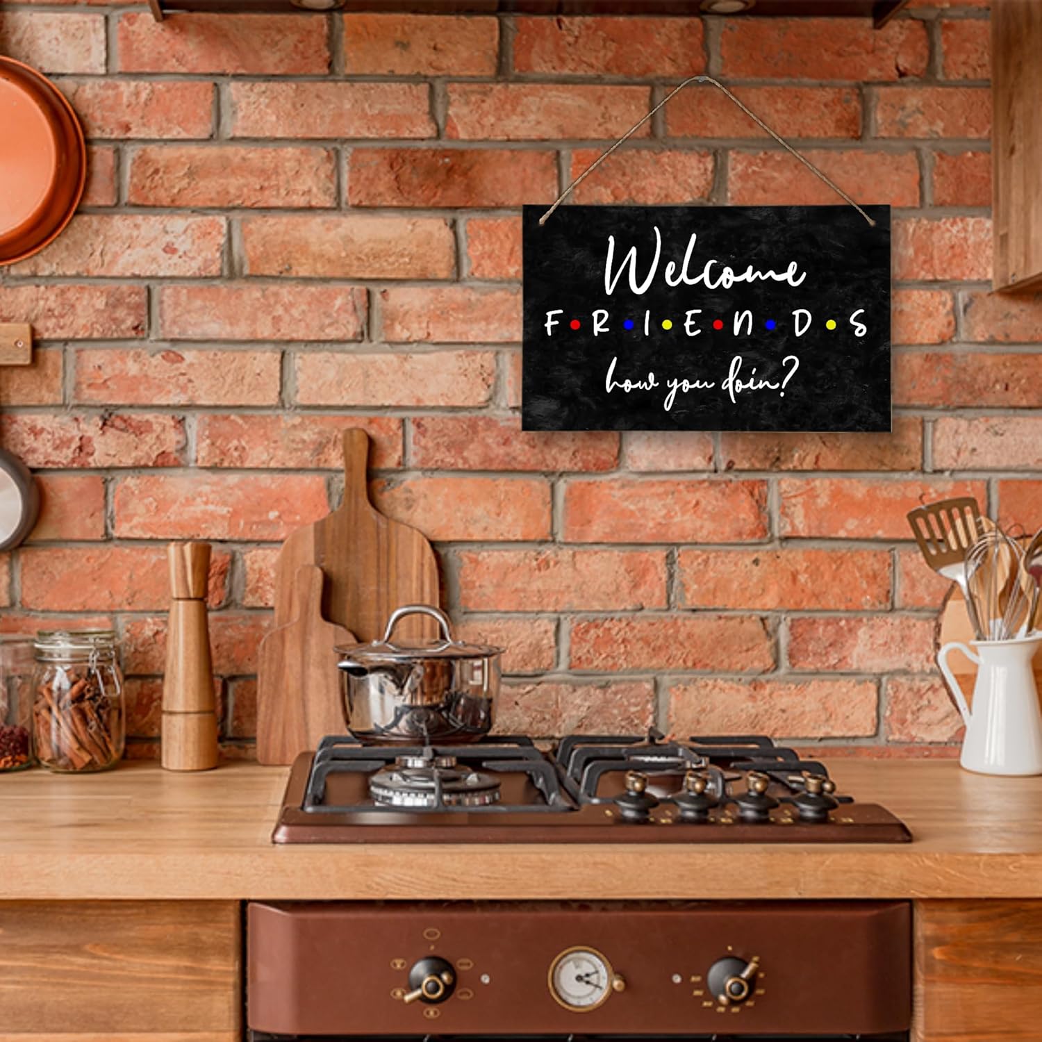 Retro TV Show Inspired Welcome Sign Handmade Birch Wood Plaque for Front Porch & Entryway Friendship Theme Wall Art, Unique Housewarming Gift for Fans & Friends Indoor Outdoor Plaques - Image 7