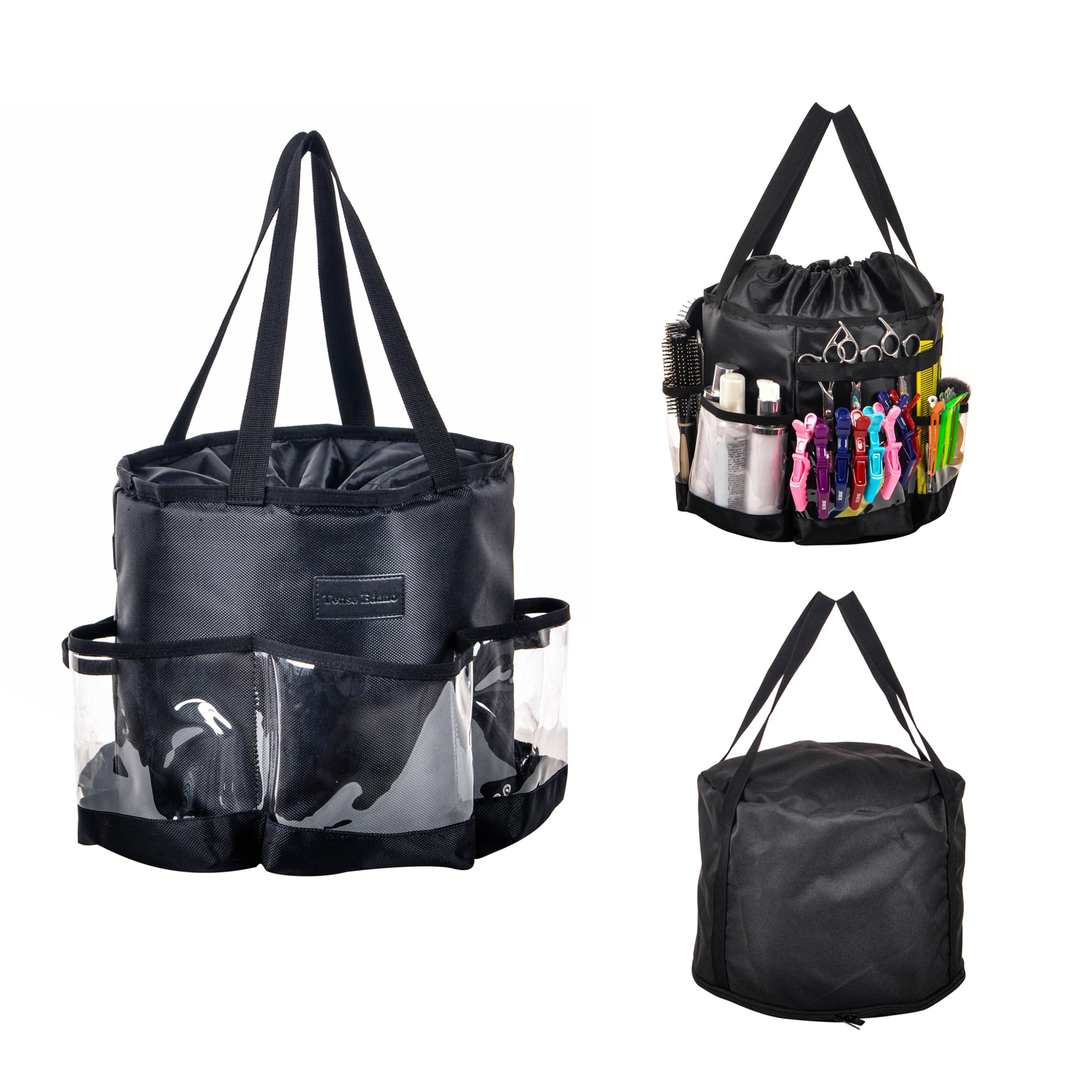 Circular Hairdressing Bag, 2 Piece Set Hairstylist Travel Bag, Large Capacity Makeup Bag for Hairstylist, Barber Tools Storage Organizer with Heat