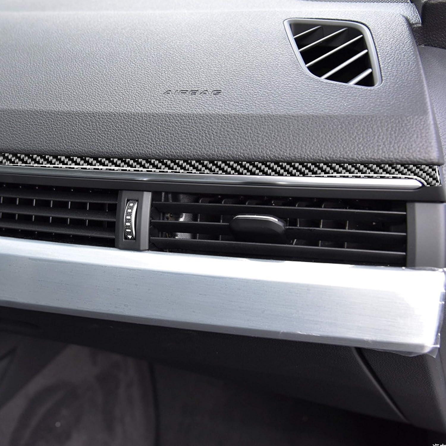 Car Carbon Fiber Accessories Dashboard Decorative Strip Protective Cover Sticker Anti-Scratch Compatible with Audi A4 B9 2017 2018 2019