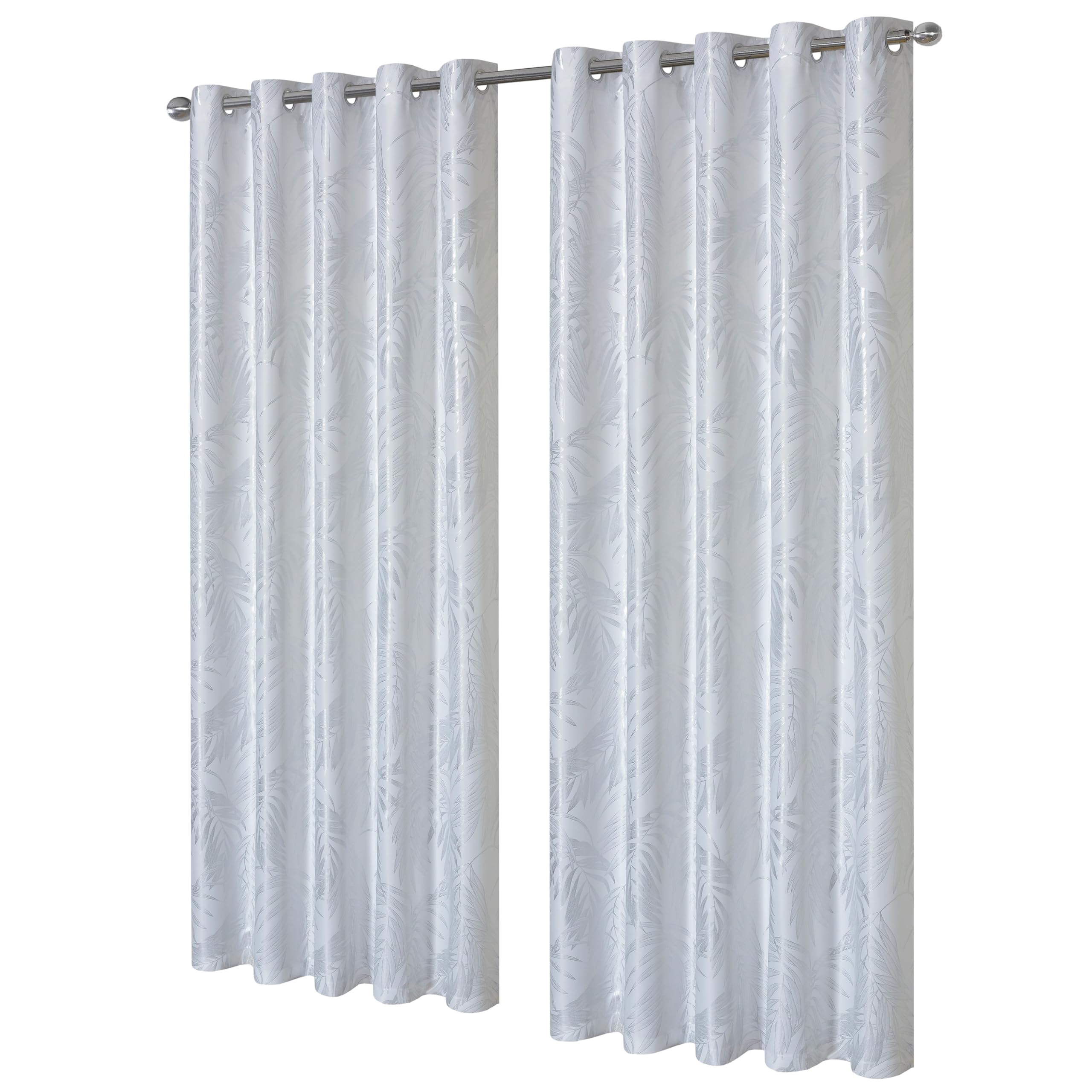Olivia Rocco Leaf Sparkle Curtains Super Soft Thermal Insulated Ring Top Eyelet Curtain for Living Room Bedroom Drapes Window Black 2 Panels Home Decoration