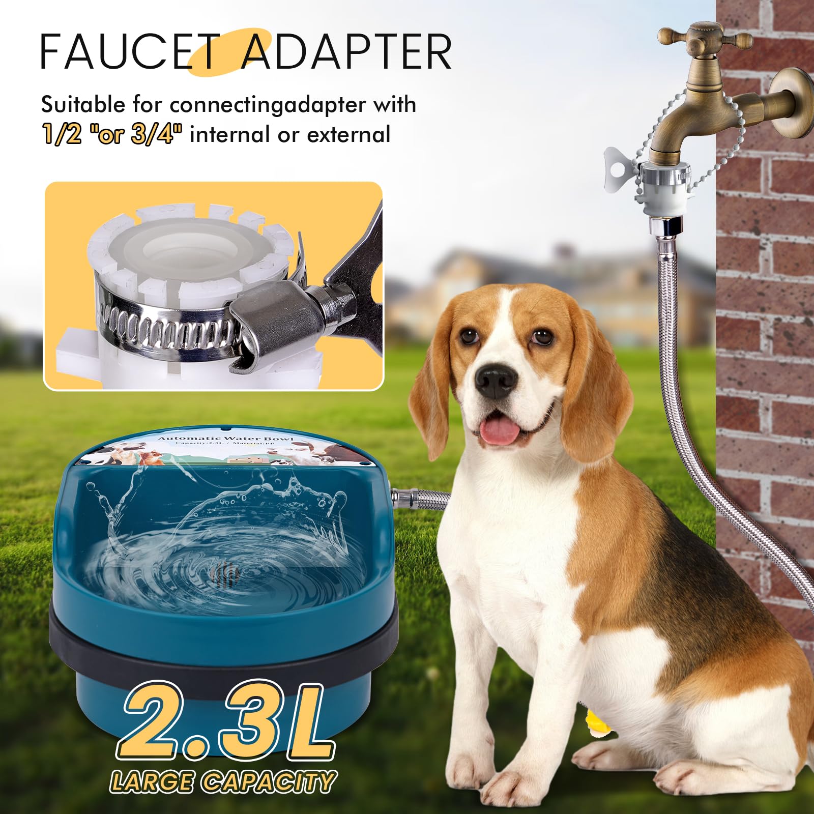 4 In 1 Automatische Tränkebecken aus Kunststoff Automatische Wassertrog mit Halterungen und Schwimmerventil Tränkebecken für Rinder Pferde Schweine Schafe Hunde