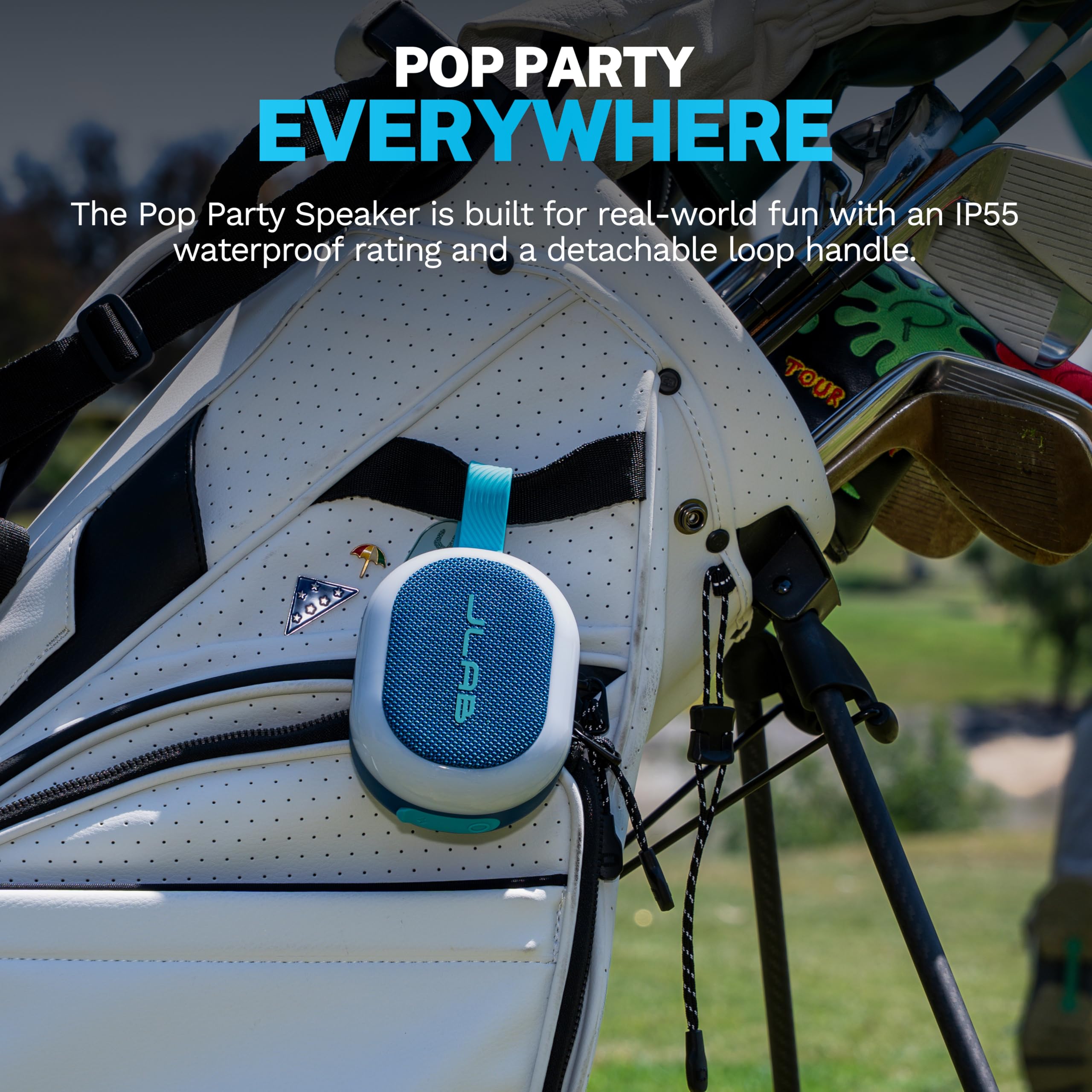JLab, Pop Party, Portable Bluetooth Speaker, Waterproof, RGB LED Lighting, Navy Product Image 6