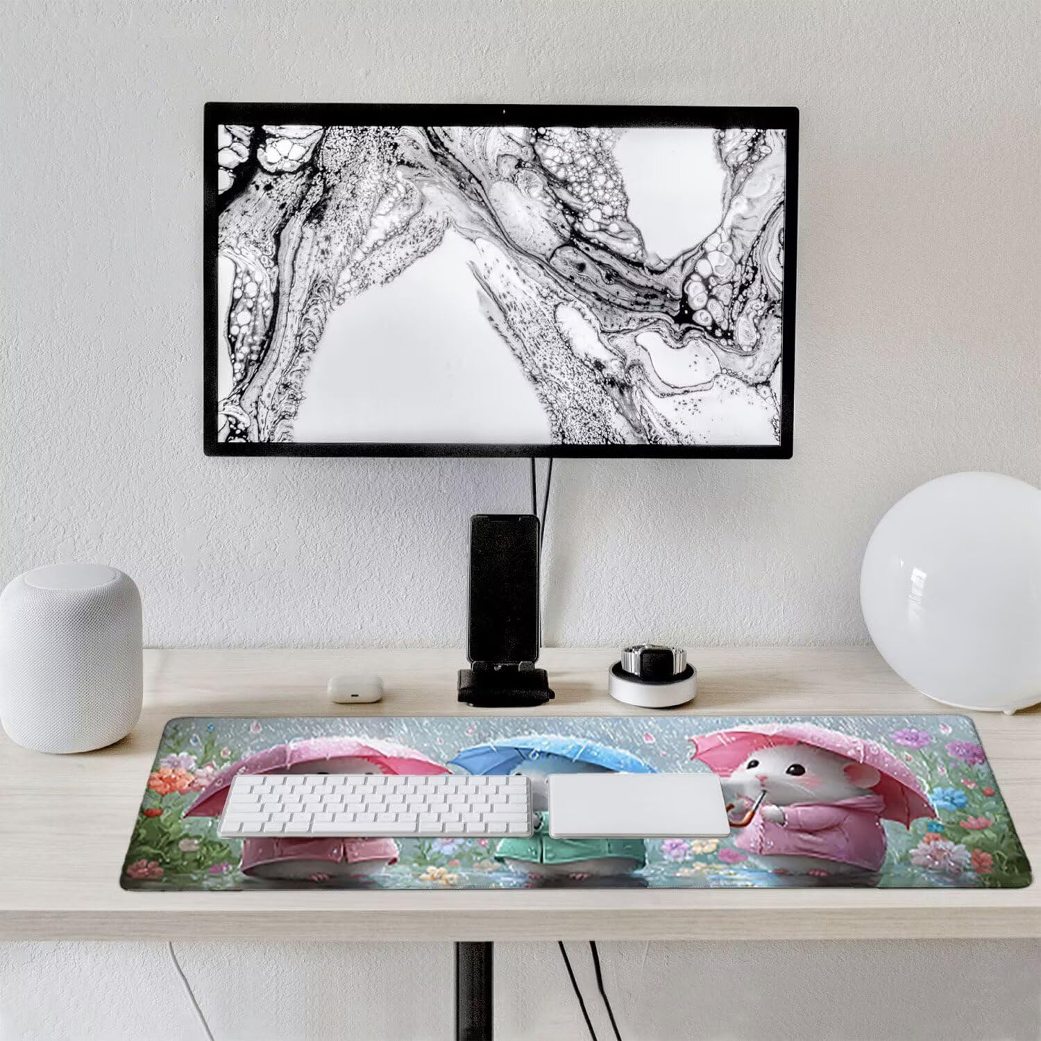 Podkładka pod mysz 160 x 80 cm, gamingowa podkładka pod mysz z przyszytymi krawędziami, słodka myszka, wydłużona, duża podkładka pod mysz XXL, gamingowa podkładka pod mysz z antypoślizgową gumową