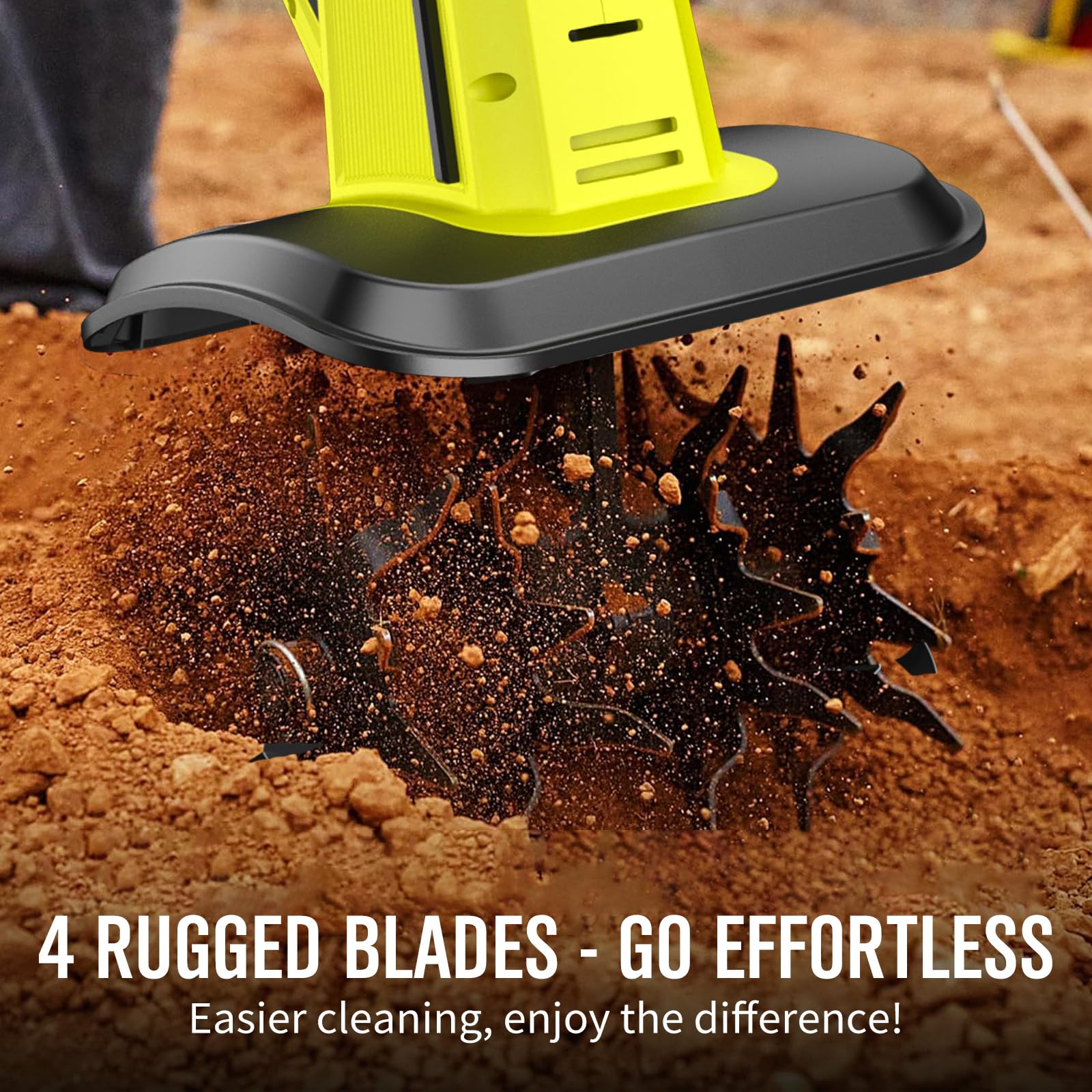 Cultivador inalámbrico con 2 baterías de 5000 mAh, cultivador eléctrico de jardín de alta potencia de 360 rpm, ancho de labranza de 9 pulgadas y 6.6 pulgadas de profundidad, 20 V para jardinería