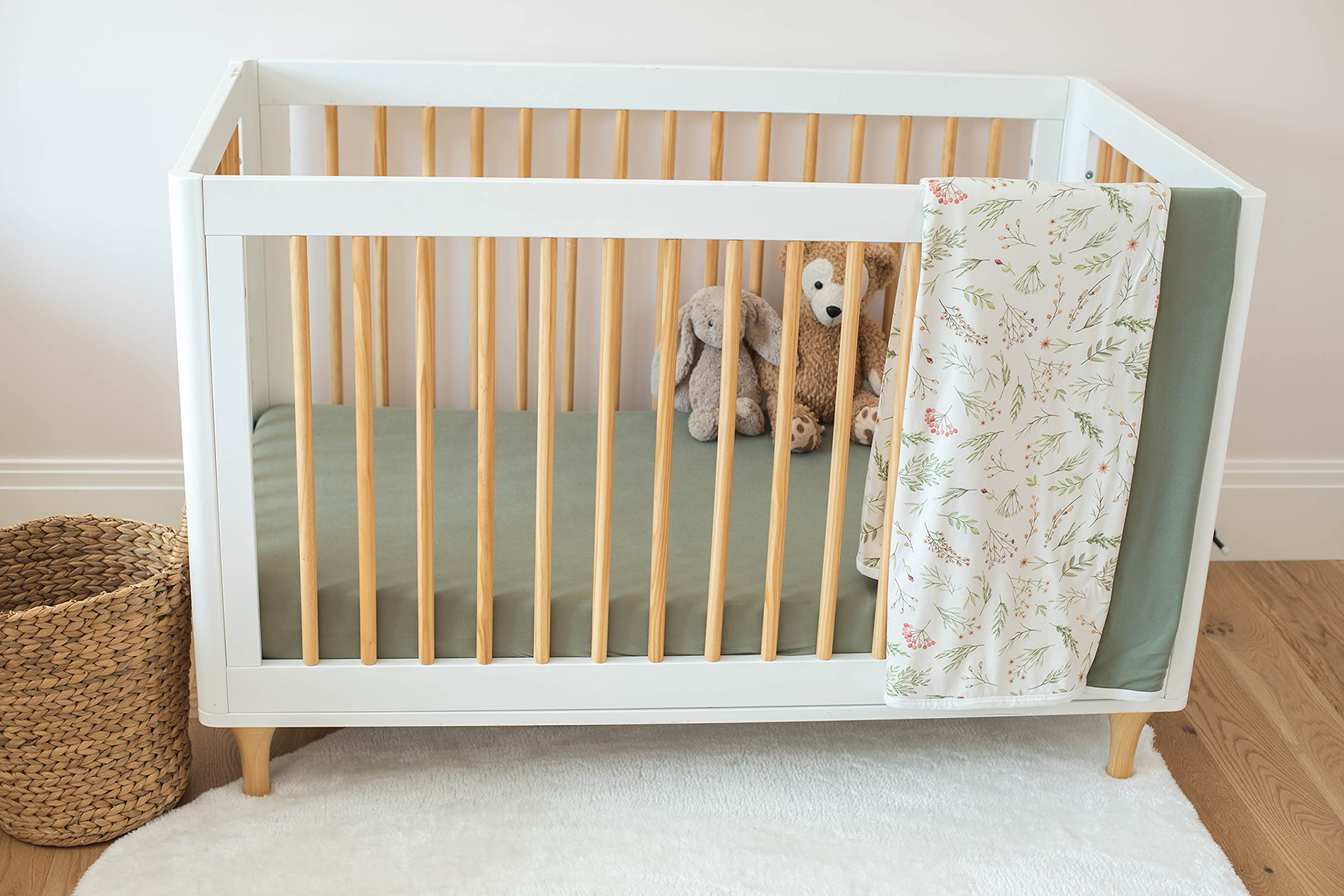 Pobibaby Pojedyncze solidne prześcieradła do łóżeczka dziecięcego premium do standardowego materaca do łóżeczka dziecięcego - ultramiękka mieszanka bawełny, bezpieczne i przytulne, stylowe solidne