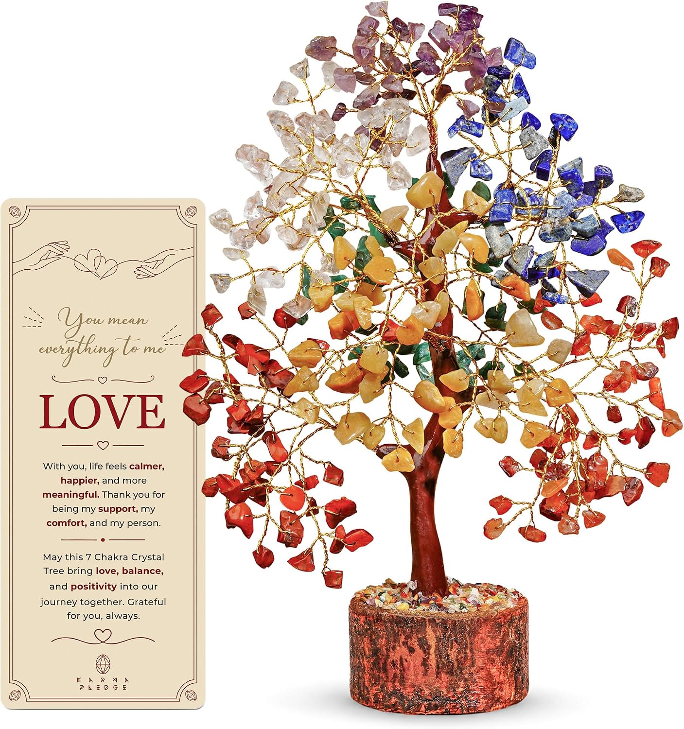 KarmaPledge 7 Chakra Tree of Life Unique Birthday Gifts for Women, Wife, Girlfriend & Loved Ones, Handmade Healing Crystal Tree for Home and Office Decor, Bring Positivity, Money & Good Luck