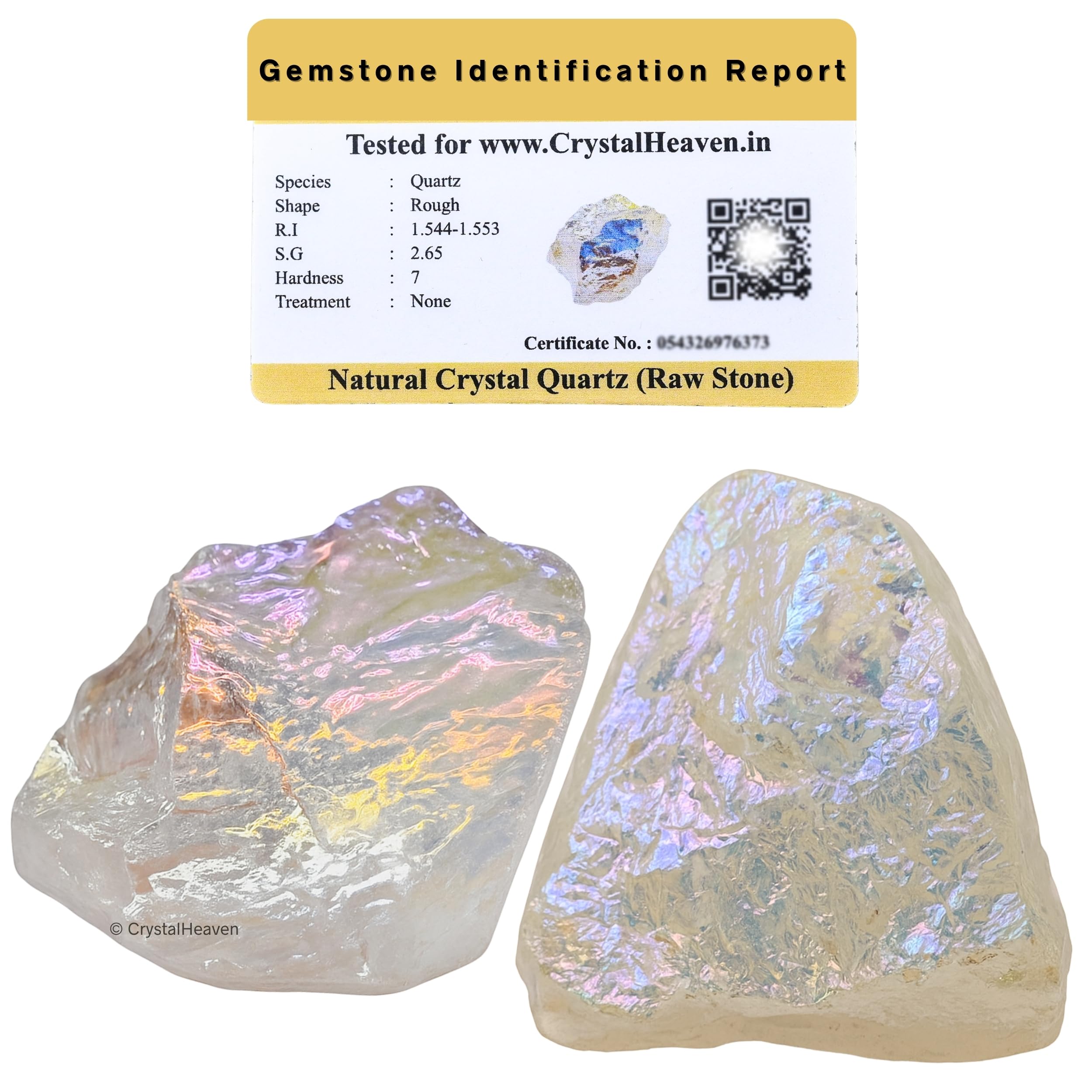 Certified Angel Aura Quartz Crystal Healing Rough Stone, Natural Raw Crystals for Manifestation, Meditation and Reiki He
