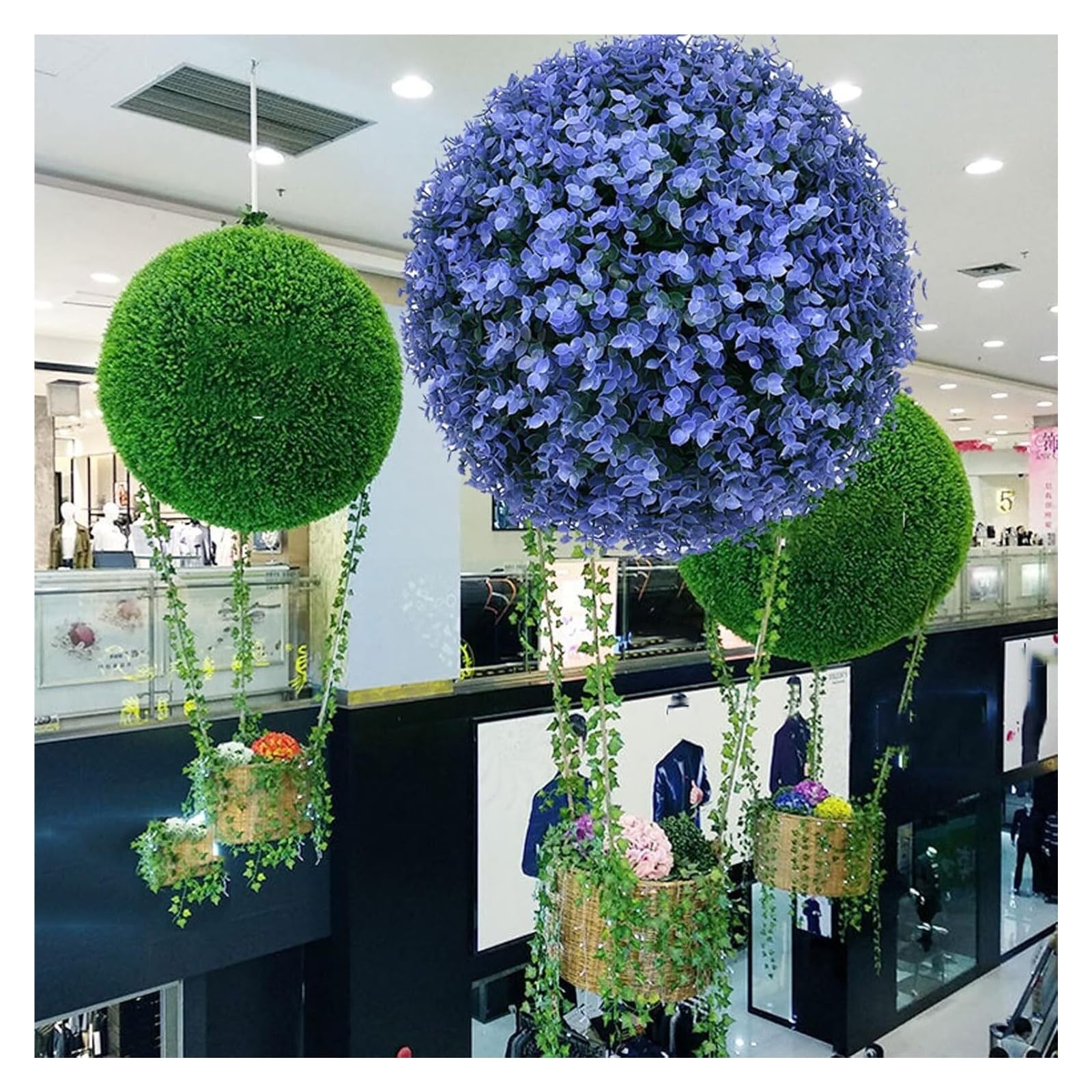 Bolas de césped artificial, bola topiaria de boj artificial, plantas artificiales decorativas de vegetación artificial, esferas grandes for jardín al aire libre, bolas decorativas de boj(Purple,30cm)