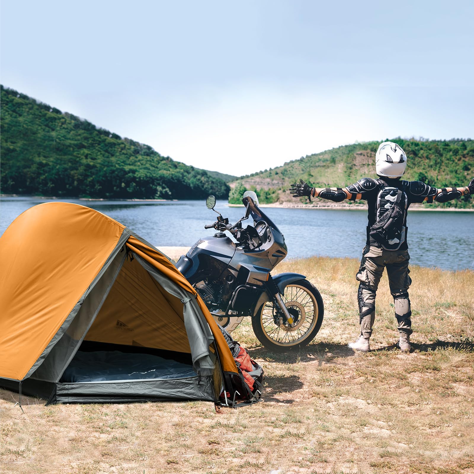 Forceatt Tente De Camping, 1/2 Personne Tente, Tente 1 Place Ultra Légère, Montage Rapide, Résistant à l'eau, Petit Emballage，Double Couche Tente Camping, pour Camping, Voyage à Moto, Trekking