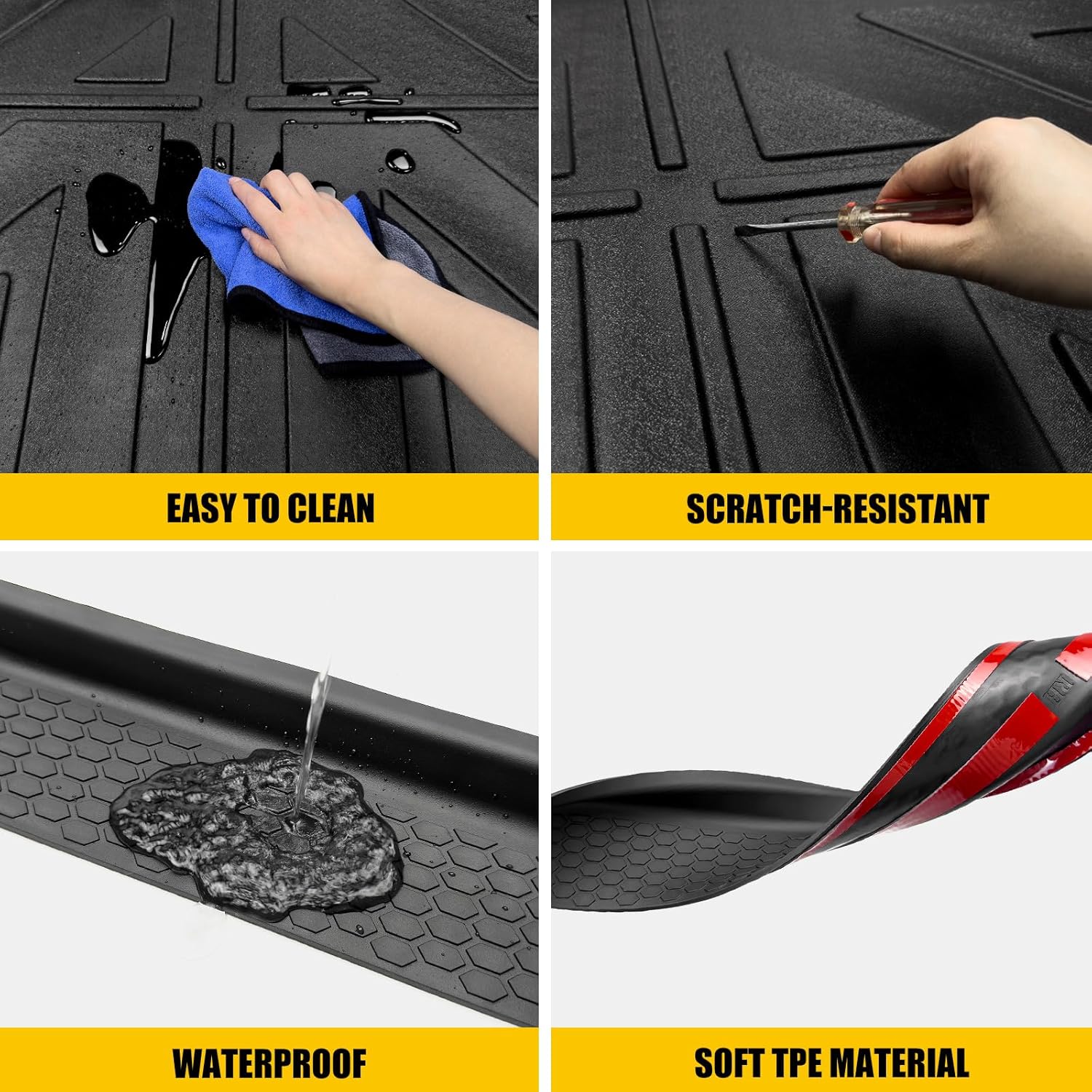 Bed Mat & Door Sill Guards for 2020-2025 Jeep Gladiator JT 4 Door, All Weather TPE Truck Cargo Bed Liner(5FT) with Door Sill Protector for 2020-2023 2024 2025 Gladiator Pickup Accessories