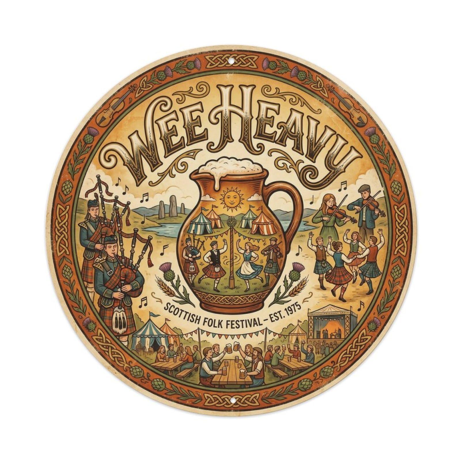 Wee Heavy Scottish Ale Taproom Foam Mug Traditional Metal Tin Sign