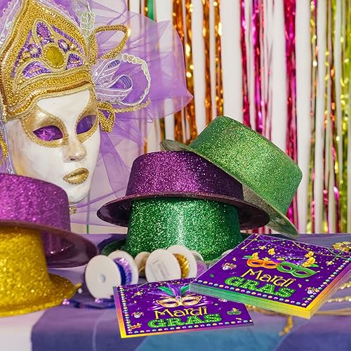 Miniatura 6 de Decoraciones de fiesta de Mardi Gras para fiesta 40 servilletas de Mardi Gras servilletas de papel desechables para mascarada suministros de fiesta