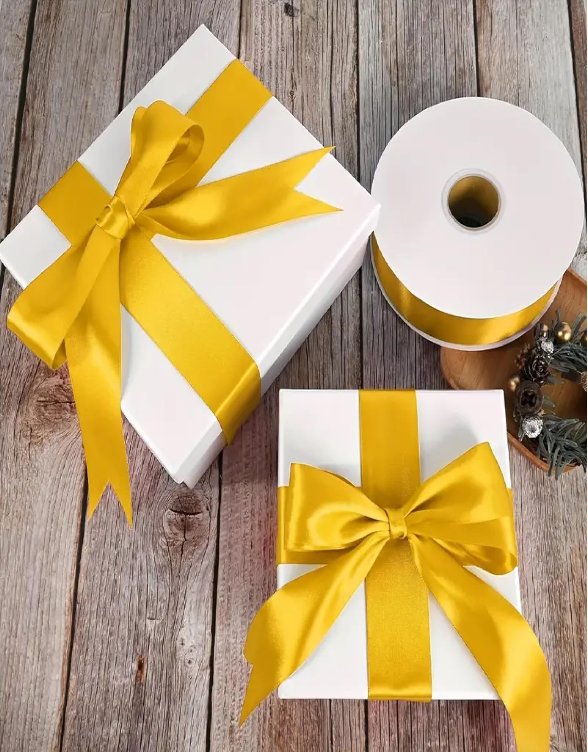 Double Sided Satin Ribbon 25mm x 10 Meters (Off White) for Gifts Wrap Sew Party, Decorations Events Dress Wedding Christmas Crafts, Bows Car, Balloons Hairs, DIY, Bouquets, Cake More — view 160