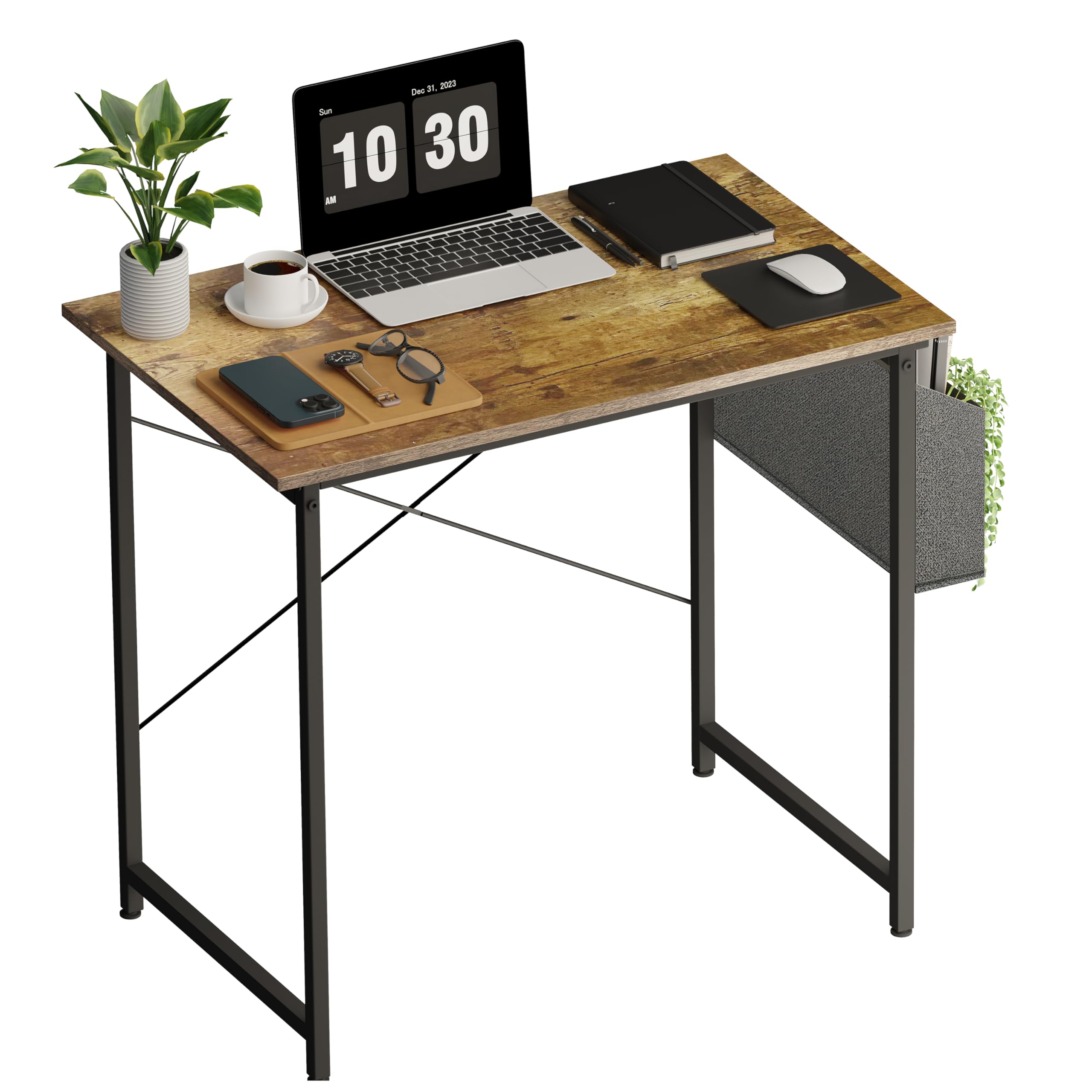 HealSmartSmall Wooden Desk with Storage Bag, Modern Simple Style, 32 Inch, for Study, Bedroom