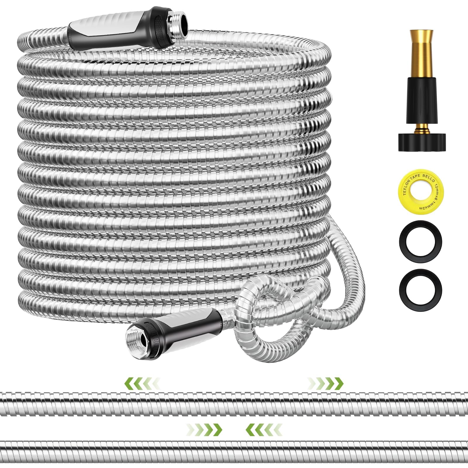 SPECILITE Expandable Garden Hose 50ft, Metal Hose Pipe with Nozzle