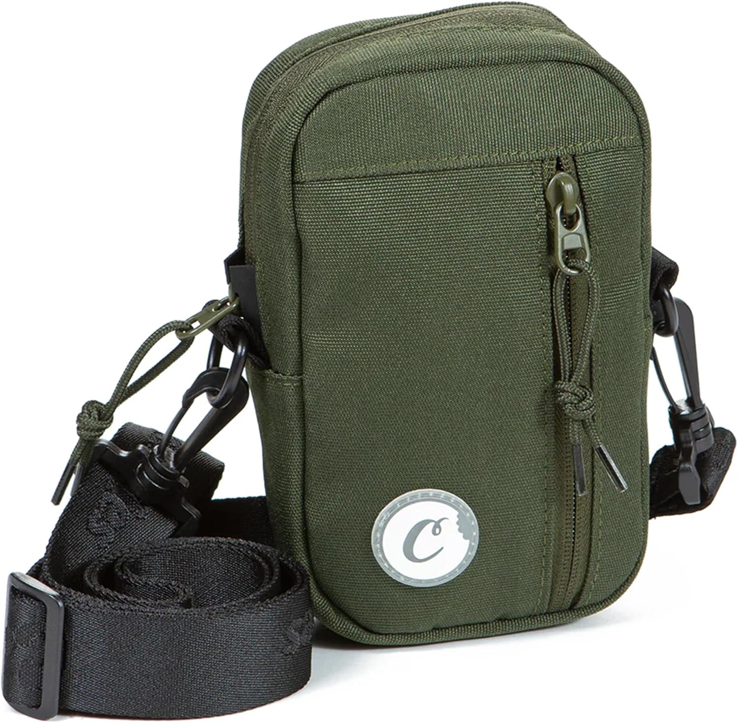 COOKIES Core Shoulder Bag – Smell Proof Crossbody Bag with Adjustable Strap, Multi Pocket Storage, Durable Nylon Construction, Double Zippers, Stylish Streetwear Travel Bag for Men & Women – Olive