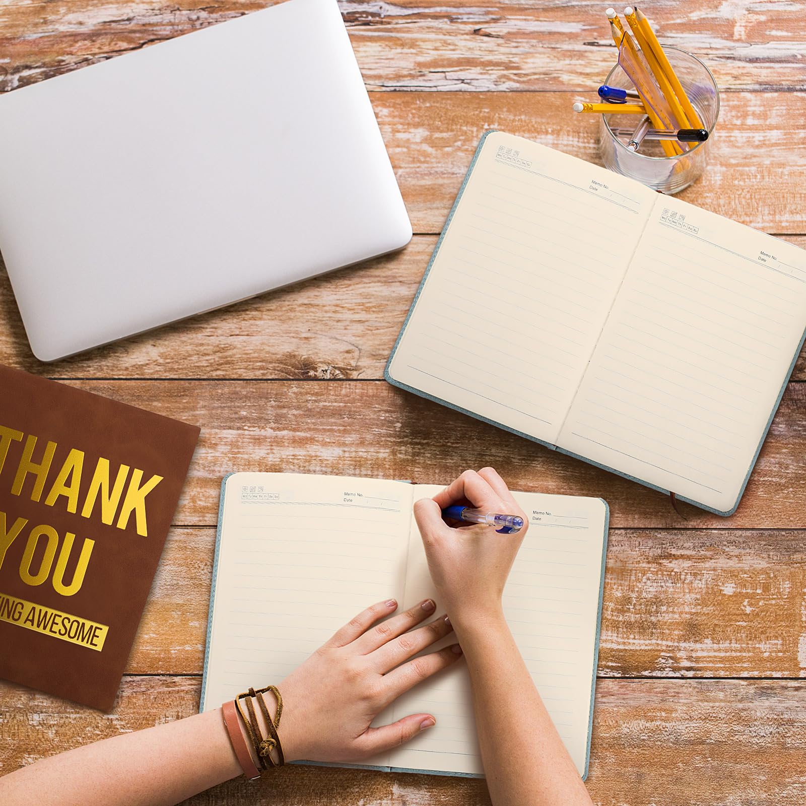 Yexiya 10 x Dankeschön-Geschenke für Mitarbeiter, A5, Leder-Notizbücher, inspirierende Notizbücher, Dankeschön für Being Awesome Patientenzugang, Woche, Wertschätzungsgeschenke für Lehrer,