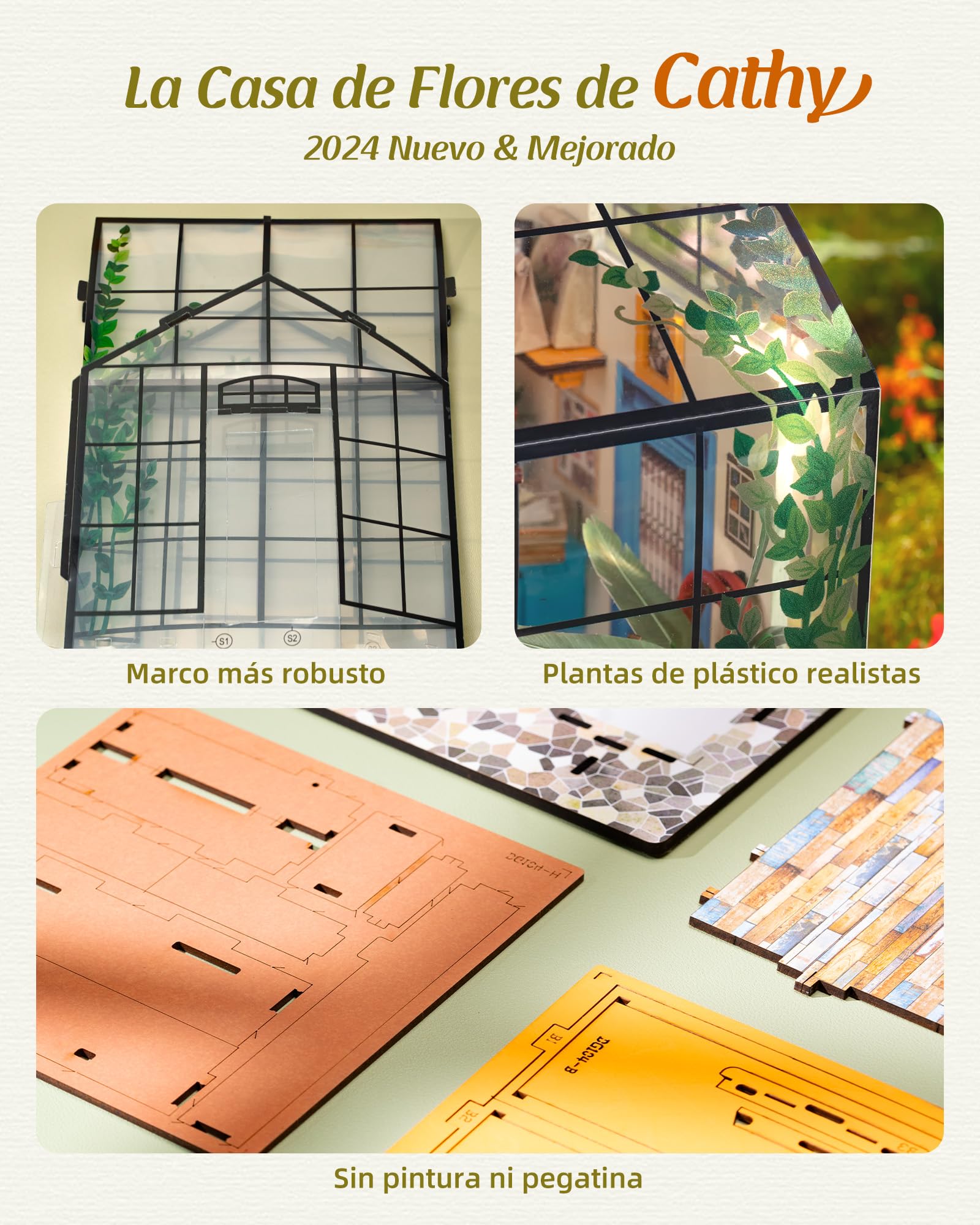Robotime Poupées en Bois modèle Kits rénovation de Meubles - Kit de Construction Woodcraft Green House Bricolage - Jouets éducatifs, Mini Maison Miniature Diorama à la Main (Garden House)