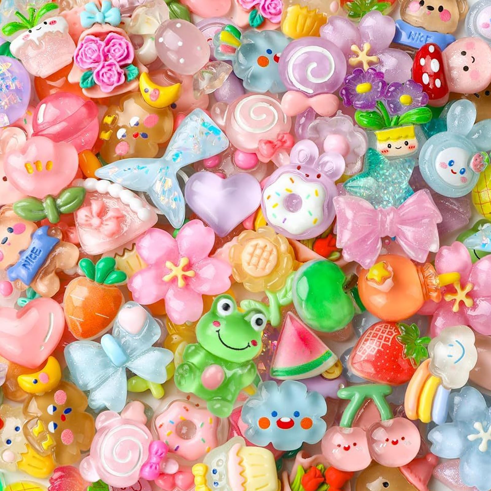 50 Pieces Mixed Slime Charms Set,Cute Resin Flatback Beads Making Kit,Slime Charm Making Ornaments Supplies for DIY Crafts,Scrapbooking,Phone Charm Crafting (B Style)