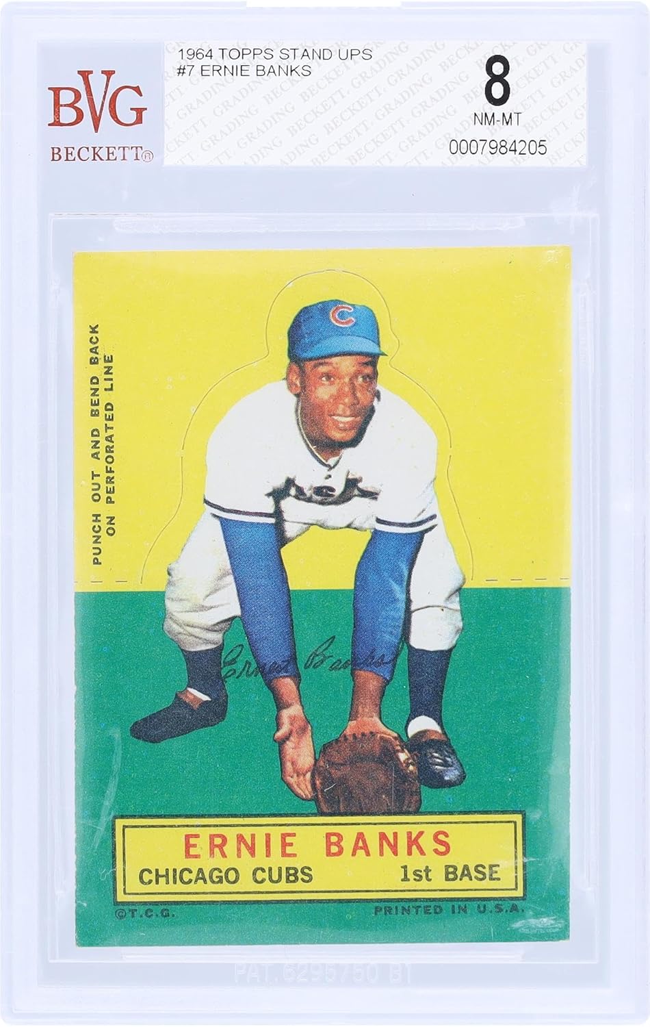 Ernie Banks Chicago Cubs 1964 Topps Stand Ups #7 BVG Authenticated 8 Card - Slabbed Baseball Cards