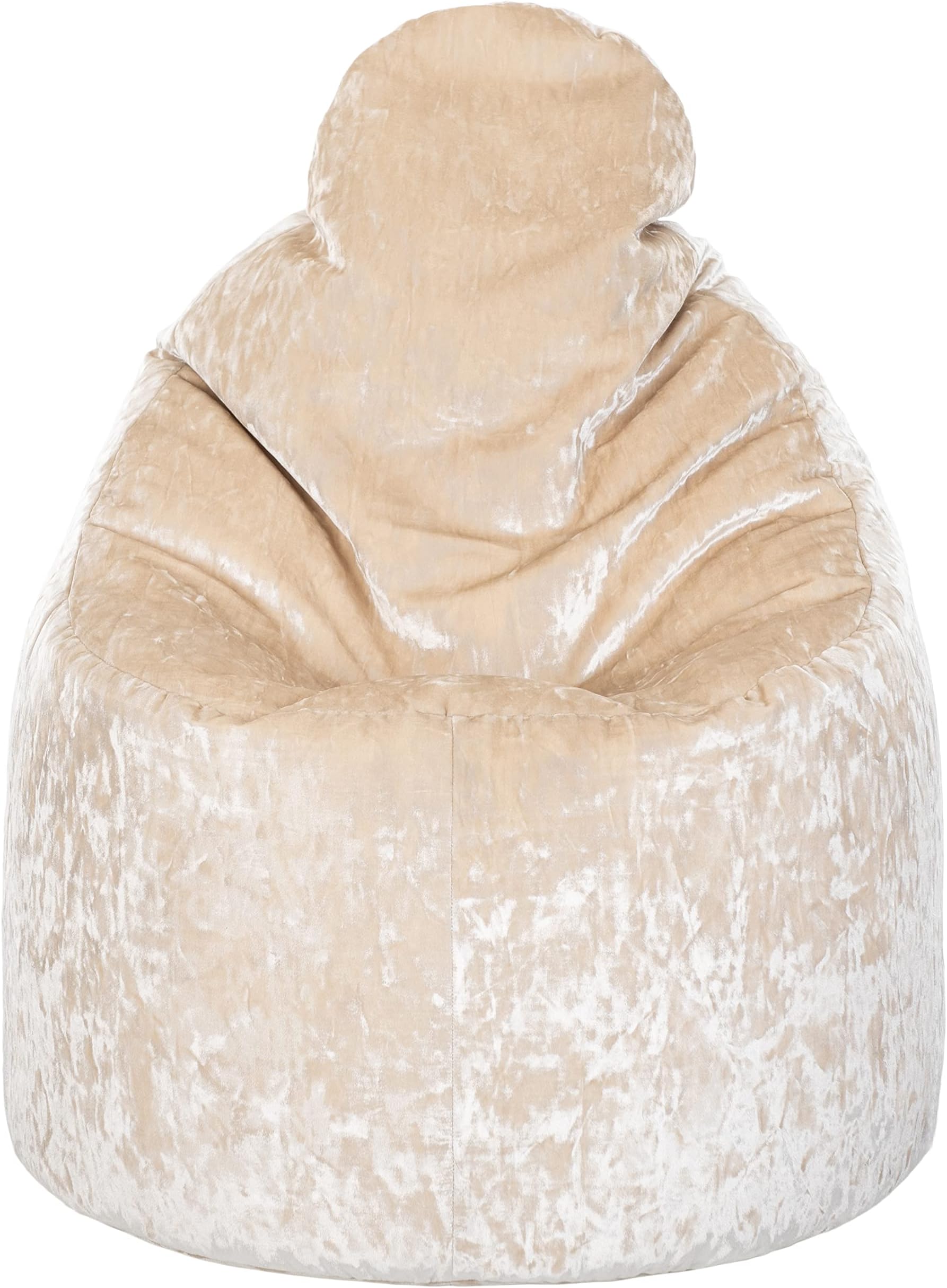 Loft 25Crushed Velvet Bean Bag Chair | Living Room Bean Bags Adult | Highback Beanbag Filling Included | Ergonomic Design Comfort Support | Durable & Comfortable (Mink)