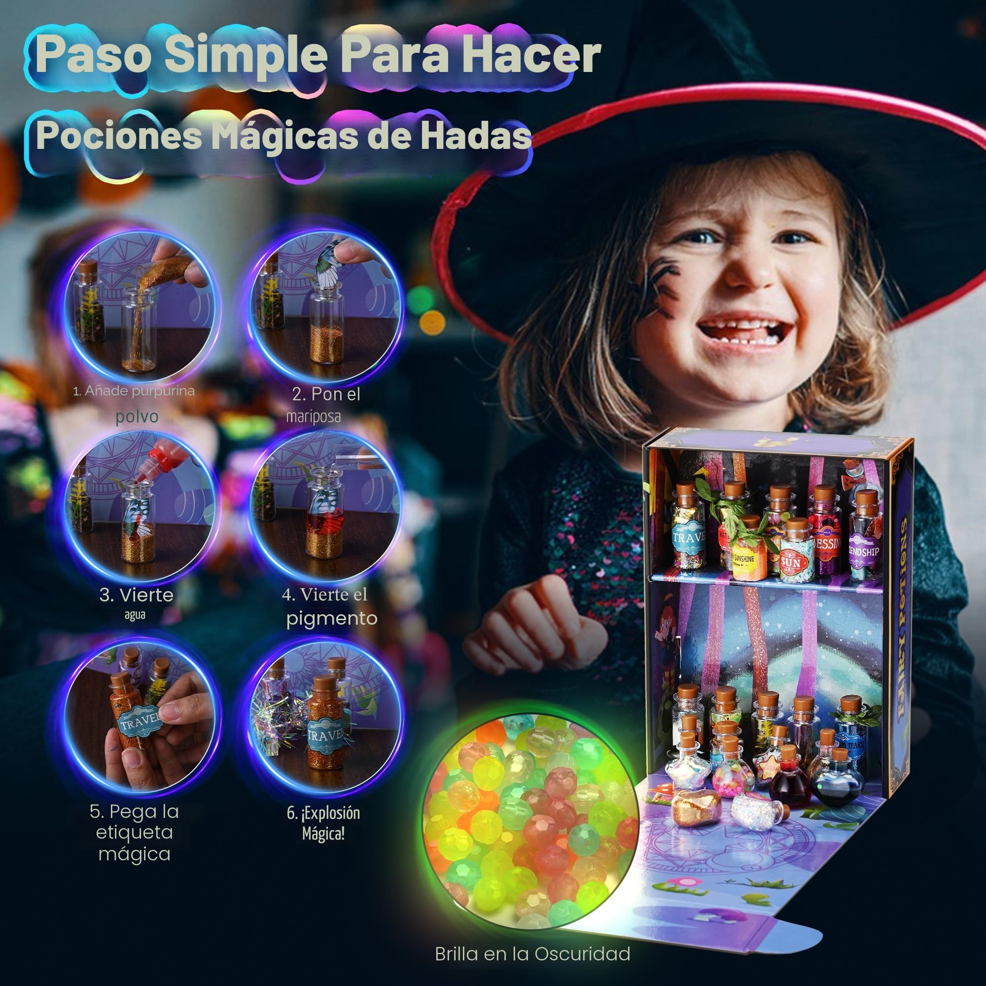Wothfav Kit de Pociones de Misteriosas para Niños, 22 Botellas de Poción Mágica, Pociones Magicas Niñas, Kit de Manualidades para Niña 6 7 8 9 10 11 12 Años, Regalo Niños para Navidad y Cumpleaños