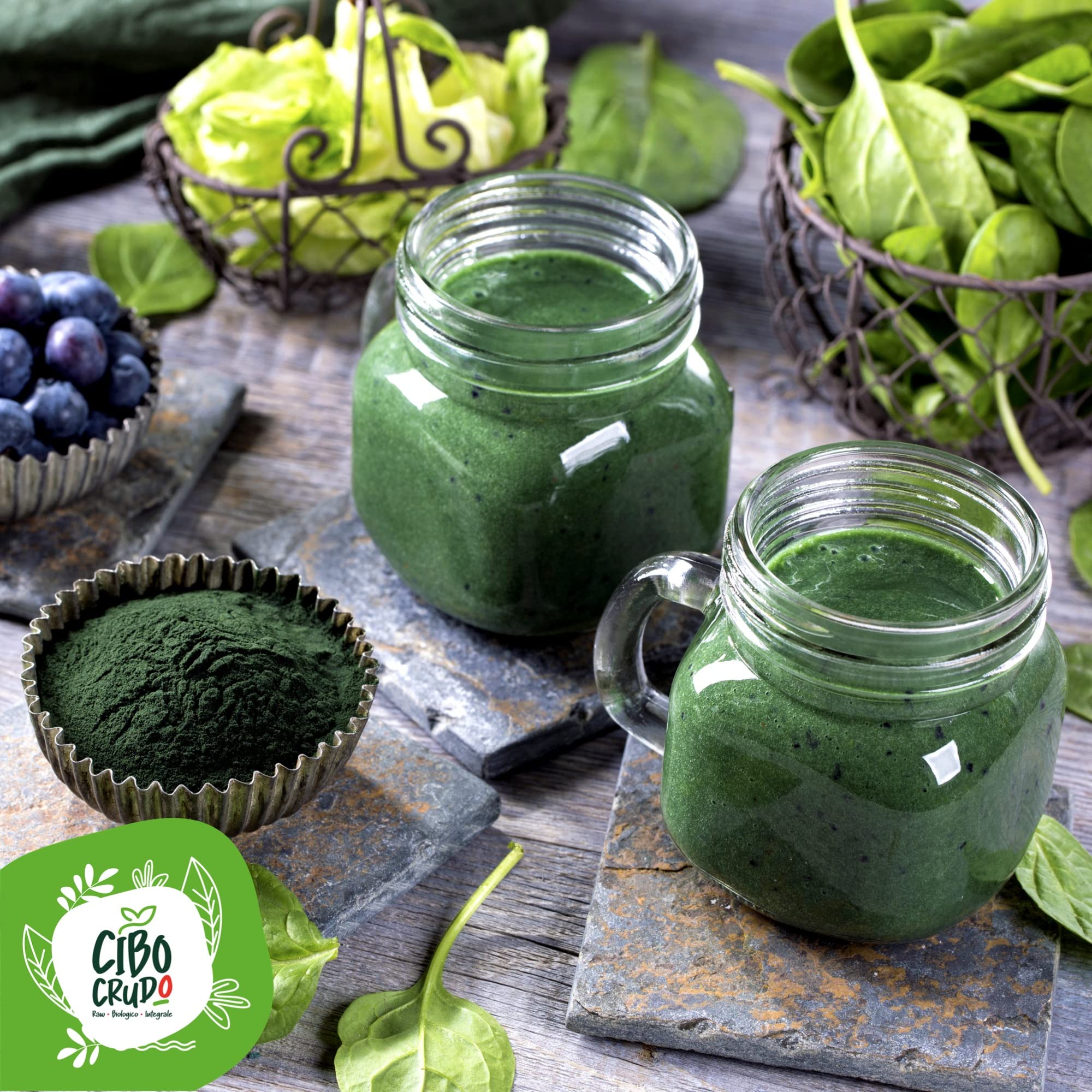 Poudre de Chlorella Bio - 500g. Algues Chlorelle Vulgaris. Avec Protéines Chlorophylle et Vitamines B12 et C Zinc et Antioxydants Pour Végétariens et Végétaliens.