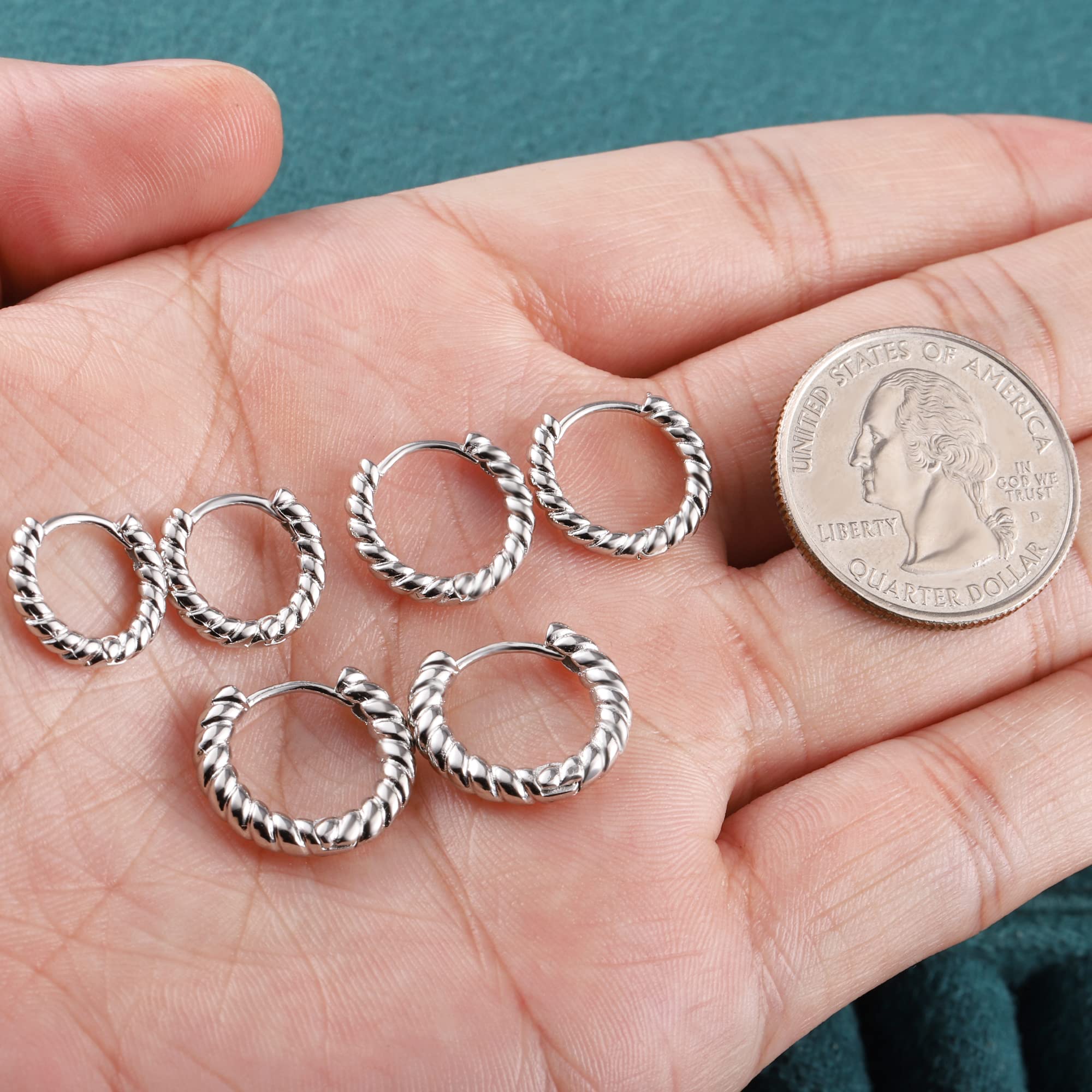 ALEXCRAFT Piccoli Orecchini a Cerchio, Orecchini Per Polsini Auricolari Da Donna, Orecchini a Cerchio Intrecciati Da Donna, Orecchini a Cerchio Spessi Vintage Ipoallergenici In Oro e Argento (9 Paia)