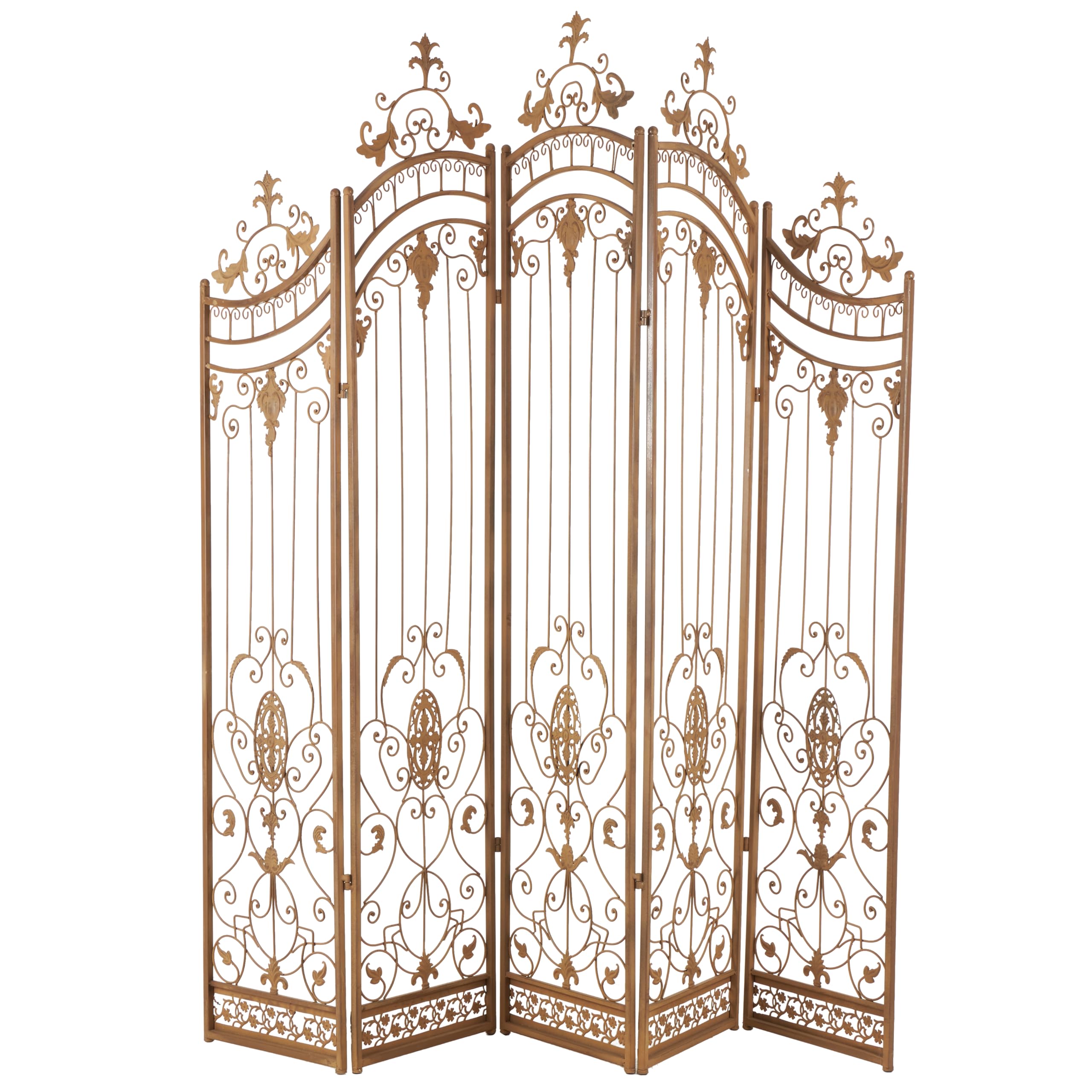 Photo 1 of ***PARTIAL SET - PRICE ADJUSTED***
Deco 79 Metal Partition Room Divider Screen Hinged Foldable Arched Partition 5 Panel Privacy Screen with Relief Acanthus Design, Room Partition 80" x 1" x 80", Bronze