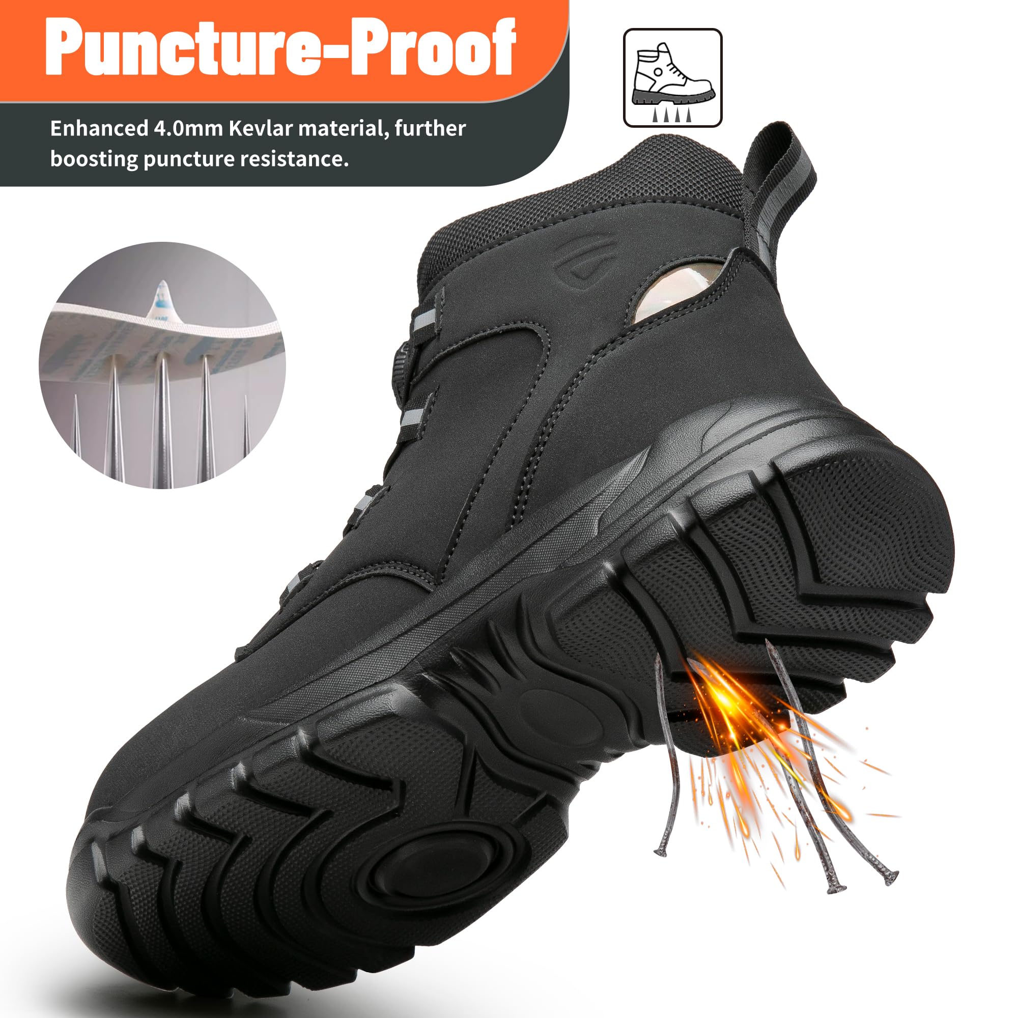KOIFISH Chaussures de Sécurité Hommes Femmes Montante Basket de Securite Légère Confortable Bottines de Travail Embout en Acier Antidérapant