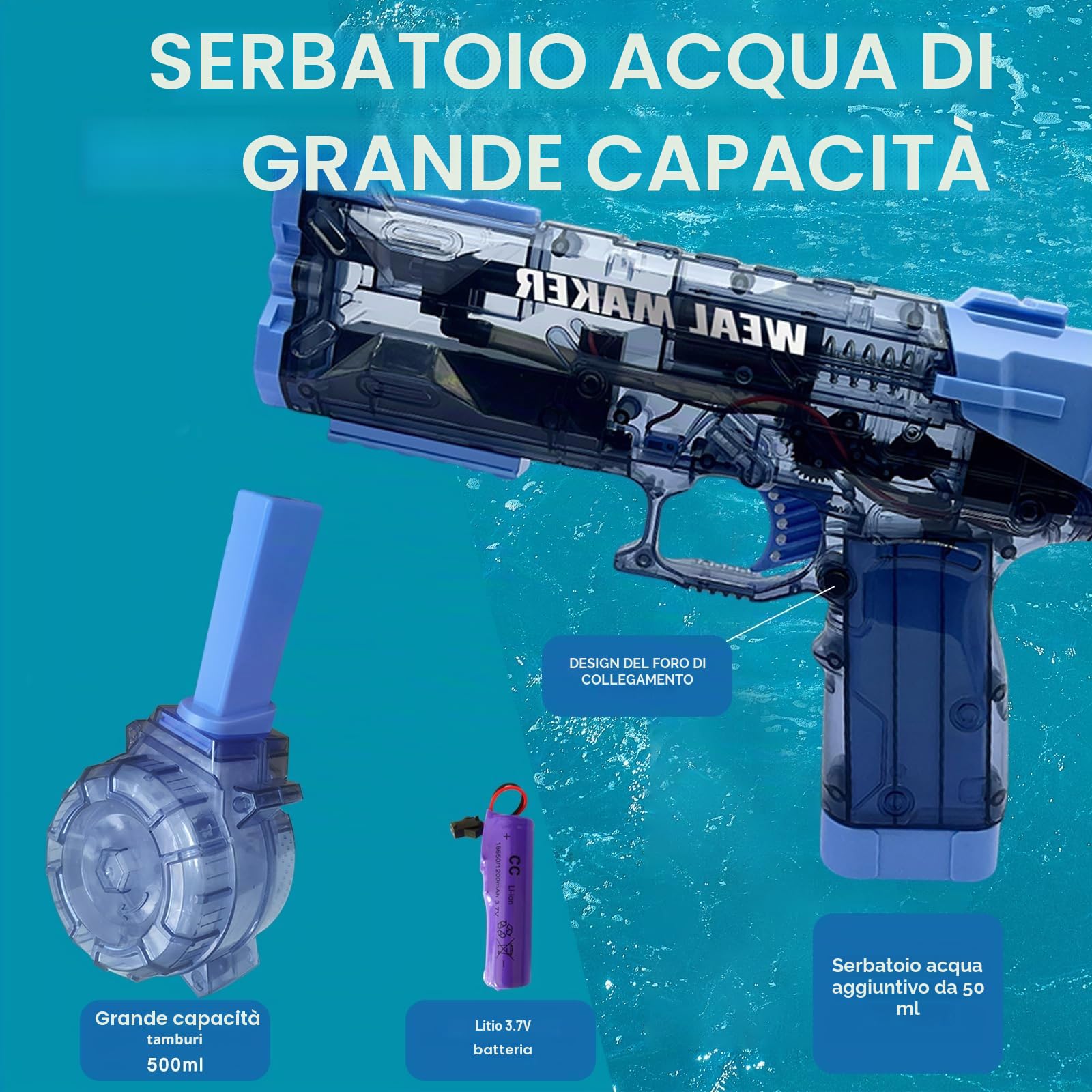 Balakaka 2026 Nuovo Pistola ad Acqua Elettrica per Bambini Adulti, Automatiche a Spruzzo a Lungo Raggio 26-39 FT, Grande Capacità Pistola Ad Acqua per Estate Piscina