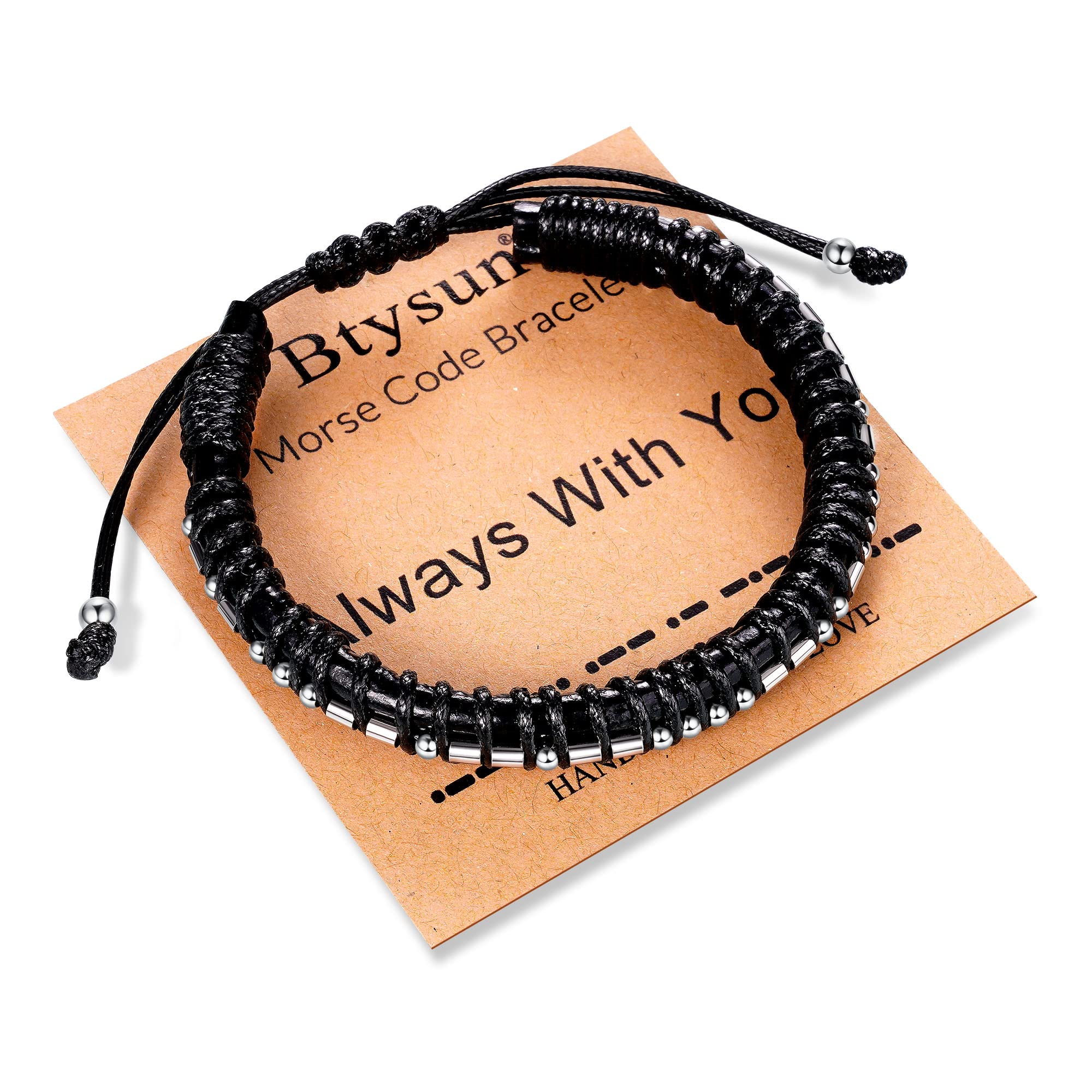 Btysun Fathers Day Gift, Gifts for Men Morse Code Bracelets for Men 2026 Graduation Gifts Mens Bracelet for Him Boyfriend Husband Leather Bracelet Motivational Birthday Jewelry Stocking Stuffers