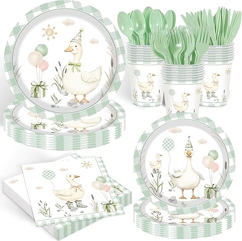 Miniatura 15 de Juego de 140 piezas de suministros para fiesta de cumpleaños con diseño colorido de lunares, incluye platos desechables de cumpleaños y servilletas,