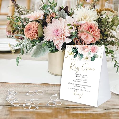 Miniatura 6 de Juego de anillos florales para despedida de soltera, juego de despedida de soltera con 50 anillos falsos, decoraciones de despedida de soltera,