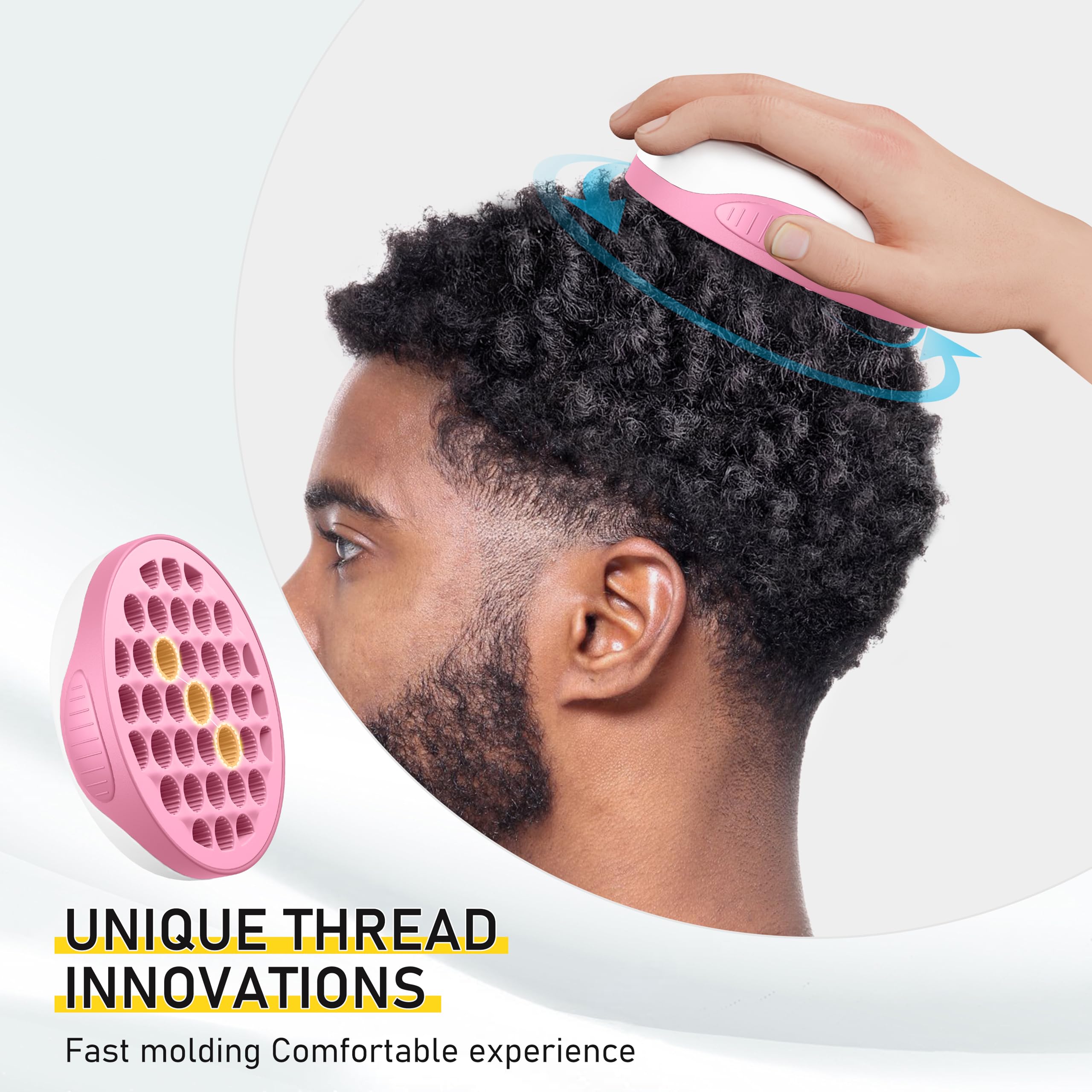 Cepillo de silicona con peine de púa, peine rizador de cabello con cavidades en espiral, herramienta de pelo de uso de dos caras para rizos afro, rizador de agujeros pequeños para hombres, mujeres,