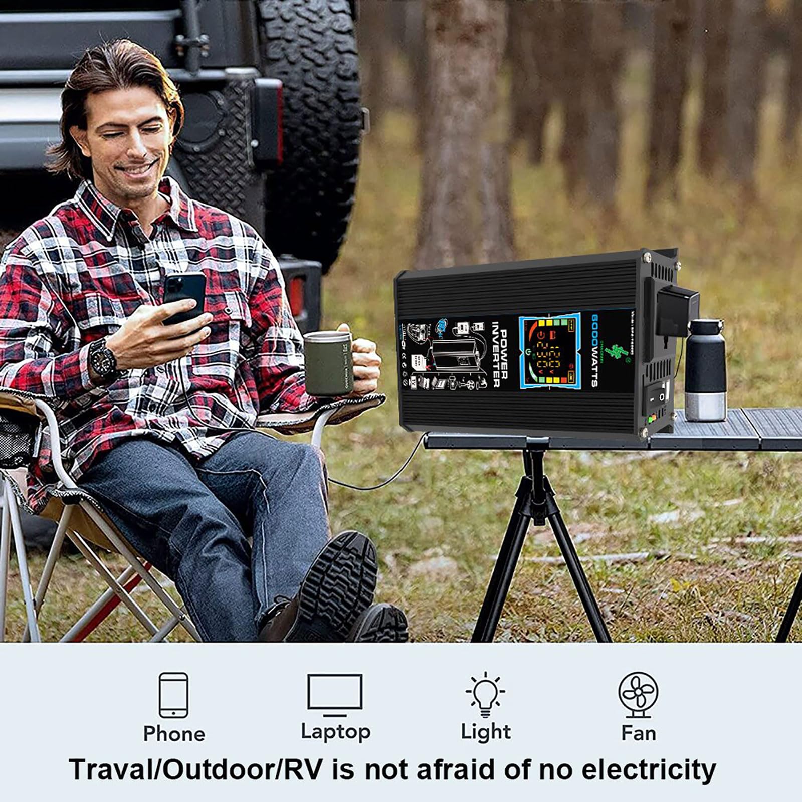 Kit di energia solare off-grid da 6000 W con pannello impermeabile da 100 W e controller da 50 A(Black)