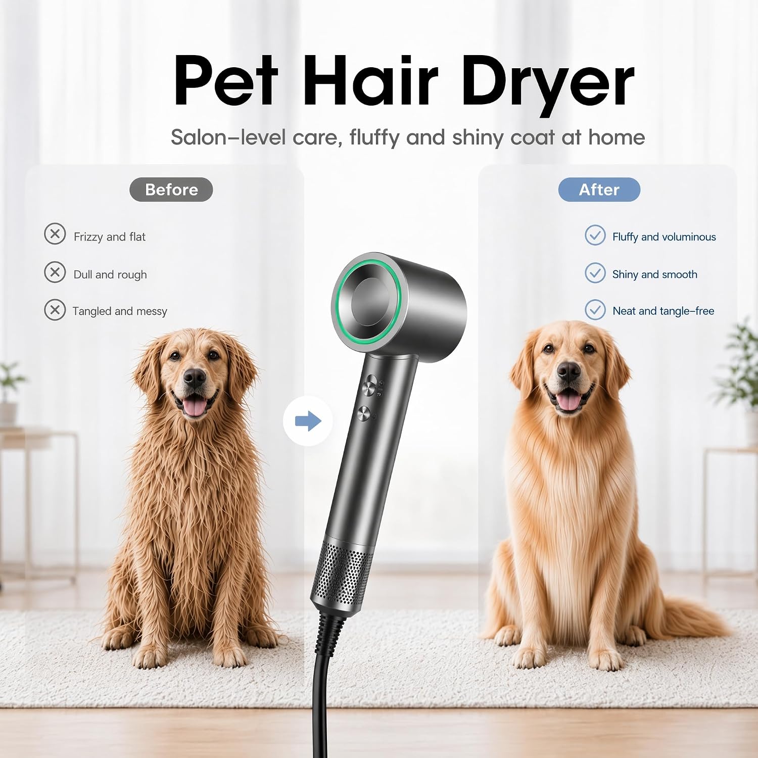 Dog Hair Dryer Home Smart Temp Control Pet Grooming Blower image 3