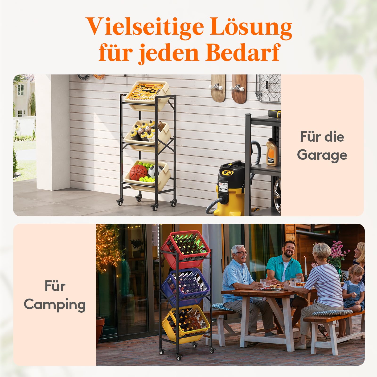 Lifewit Getränkekistenregal 3 Kisten mit Räder, Stabil Kistenregal Metall | trag. 450kg, Bierkisten Regal, Getränkeregal, Wasserkasten Regal, Kastenregal für Bier Getränke Wasser Gemüse Obst