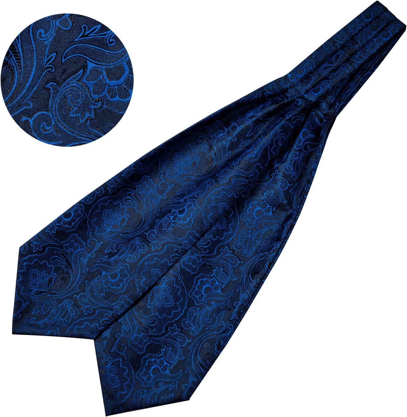 Barry.Wang Men Ascot Cravat Tie with Pocket Square Cufflinks Tie Set Paisley Jacquard Silk Woven Floral Necktie - Image 4