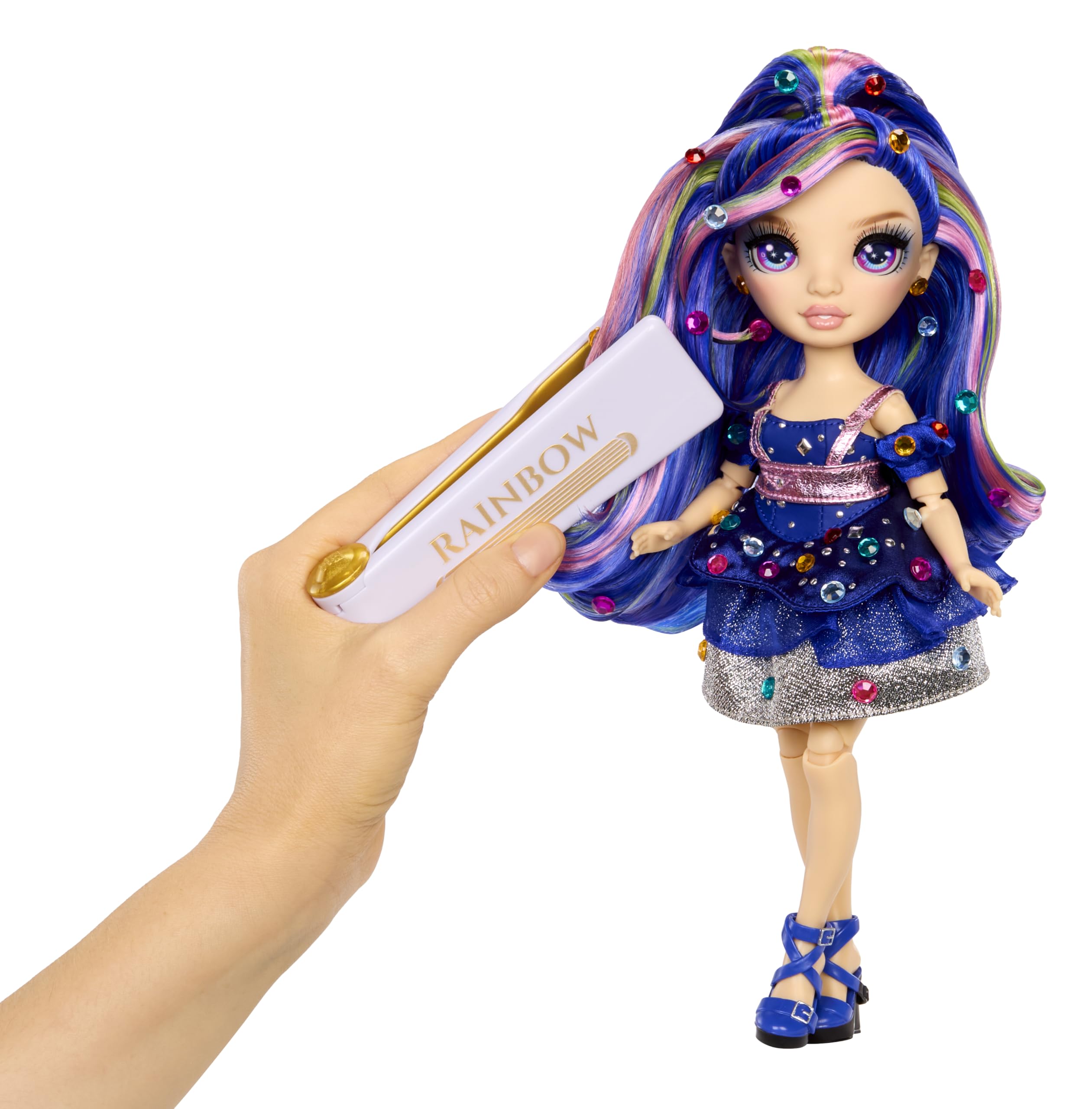 RAINBOW HIGH Be Dazzling - Genevieve Bleue - Poupée Mannequin Bleue de 28 cm avec Outil d'Éblouissement, Pierres Précieuses Scintillantes et Accessoires de Stylisme - 5