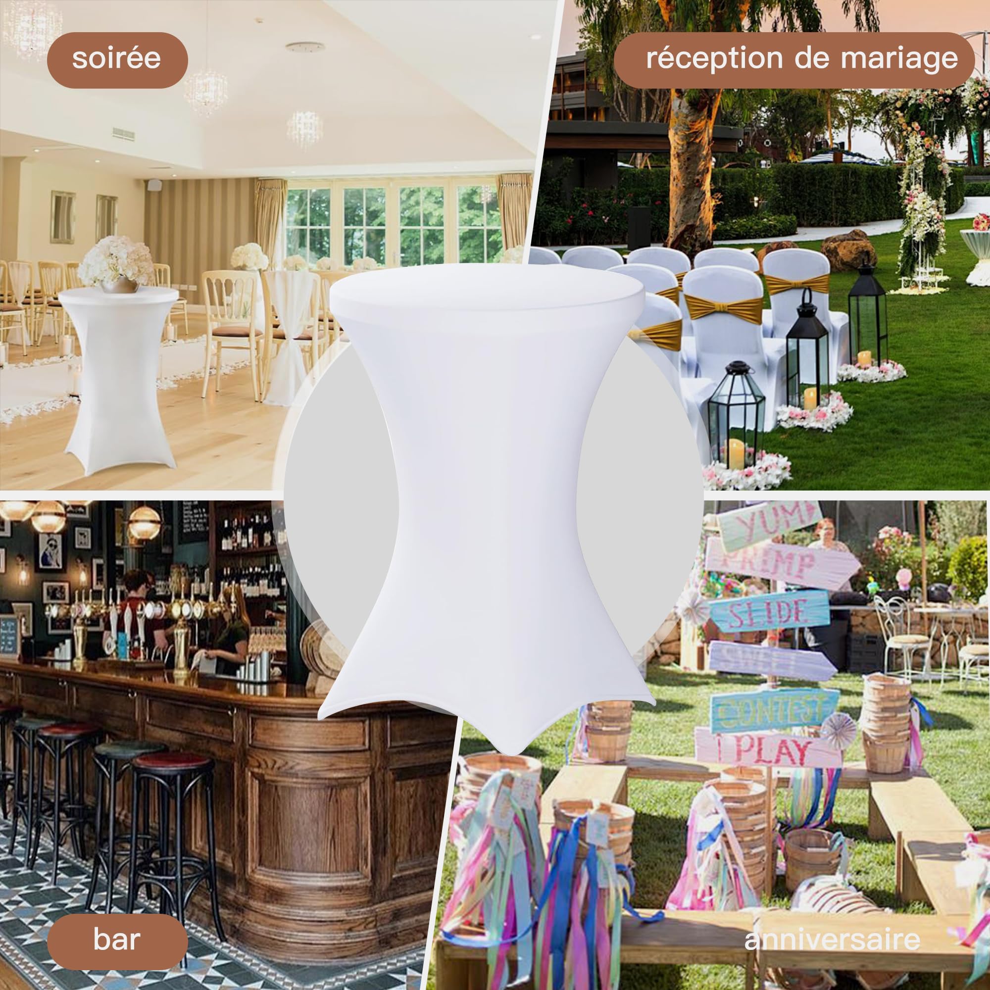 SUKAIKEQA Tovaglie elastiche stretch • Vari colori/dimensioni • Design moderno e minimalista • Facili da installare • Perfette per bar, tavoli rotondi, matrimoni, feste • Atmosfera elegante