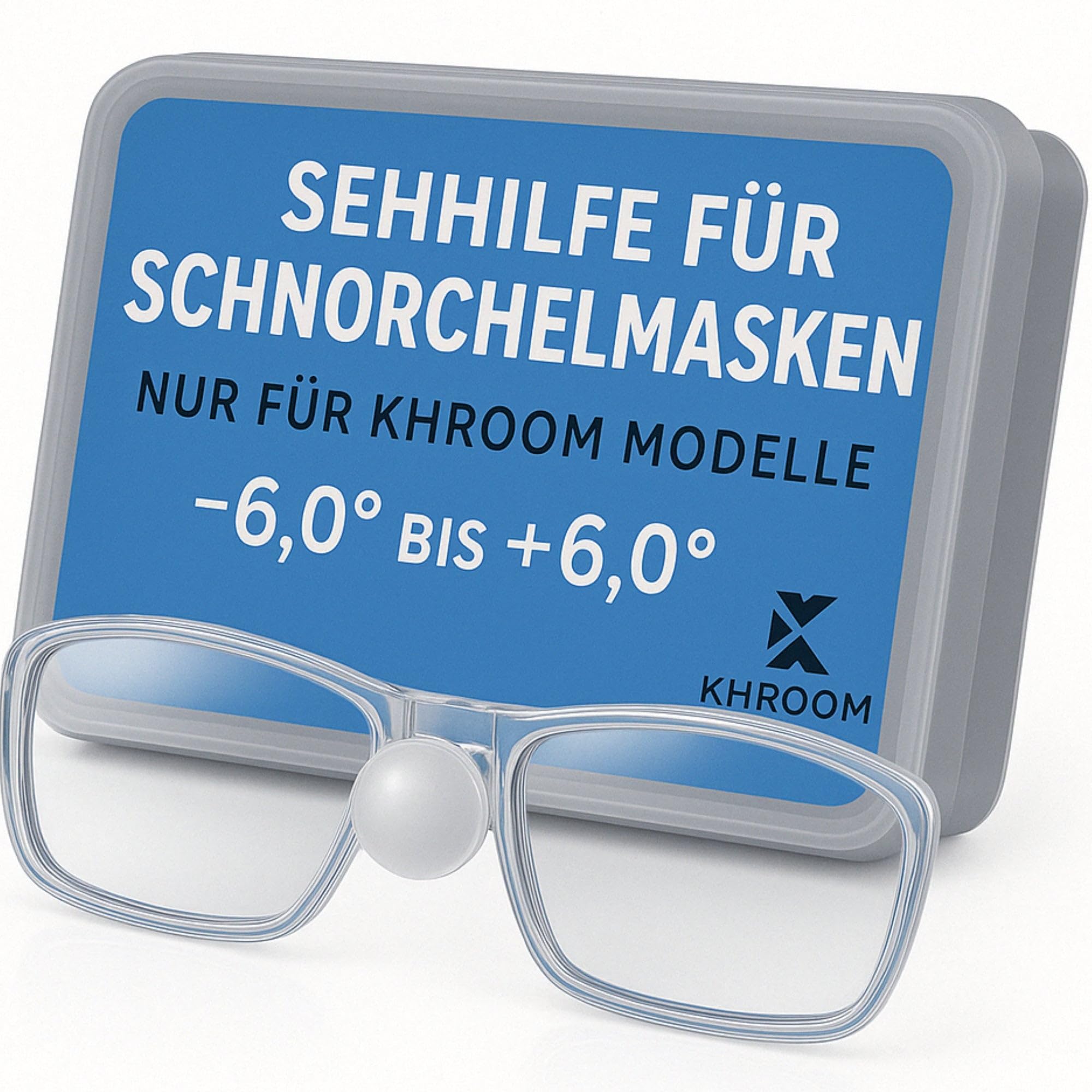 Khroom Optische Brillengläser für Schnorchelmasken | Sehhilfe mit Sehstärke -6.0 bis +6.0 Dioptrien | Passend für Seaview Pro, Pro Plus, X, Y, Kids | Für Kurzsichtige & Weitsichtige (+6.0, Links)