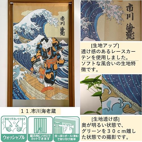 Miniatura 2 de Nunoya - Cortina de encaje Nunoya Noren - Cortina divisora de habitación, cortina de división con protección UV, aislamiento y retención de calor,