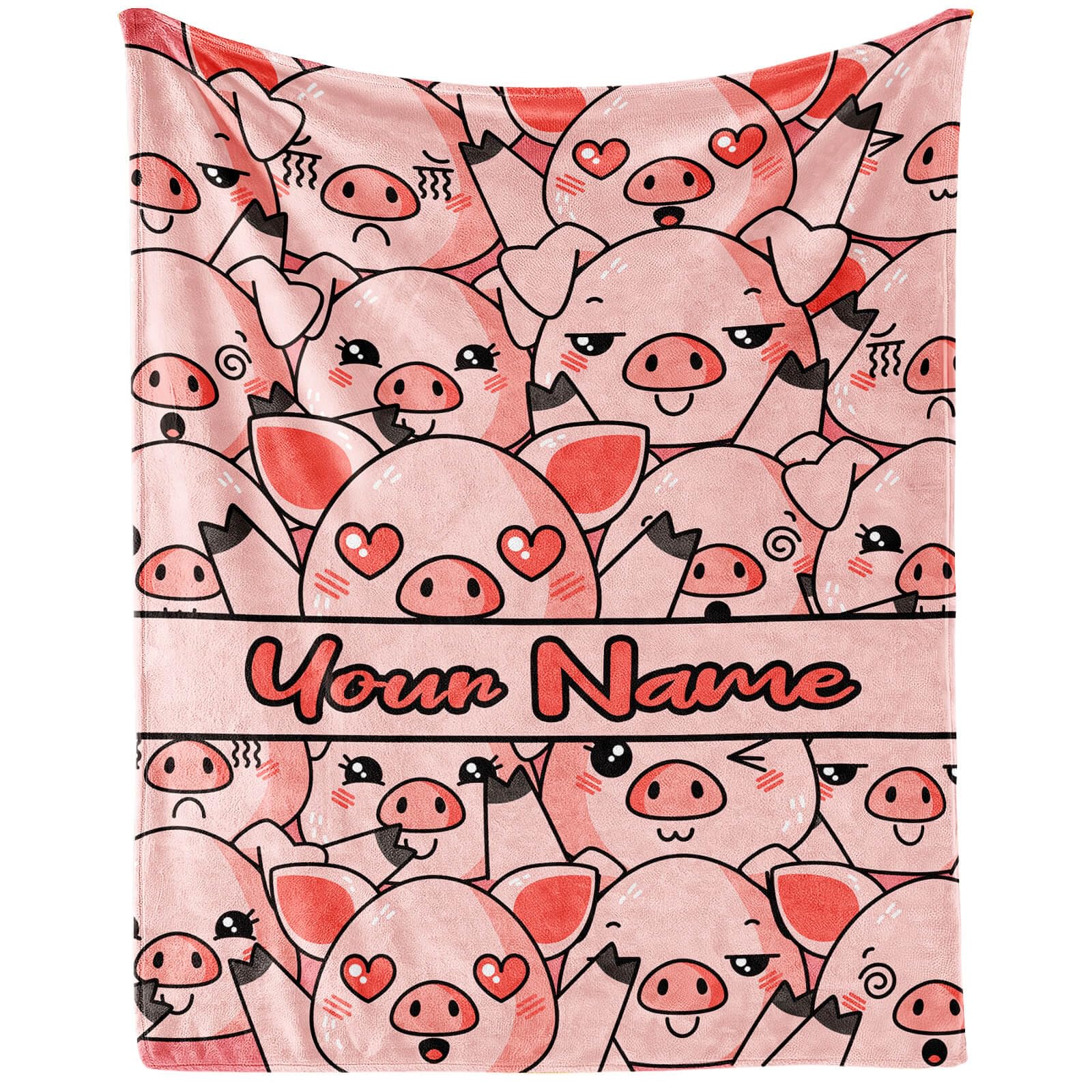 CaomeiWu Custom Pig Blanket, 40"x50" Flannel Cute Pigs Themed Pink Throw Blankets, Soft Nap Throw Blanket for Boys Girls Women Pig Lovers Gifts