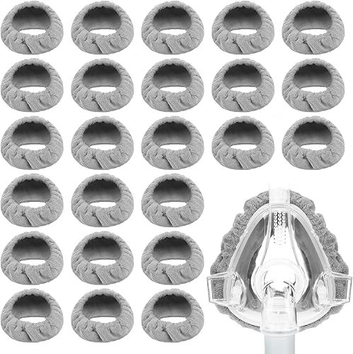 Sosation Paquete de 24 forros para máscara de cara completa, reutilizables, suaves, reducen fugas de aire y ampollas, fundas de cojín lavables (gris)